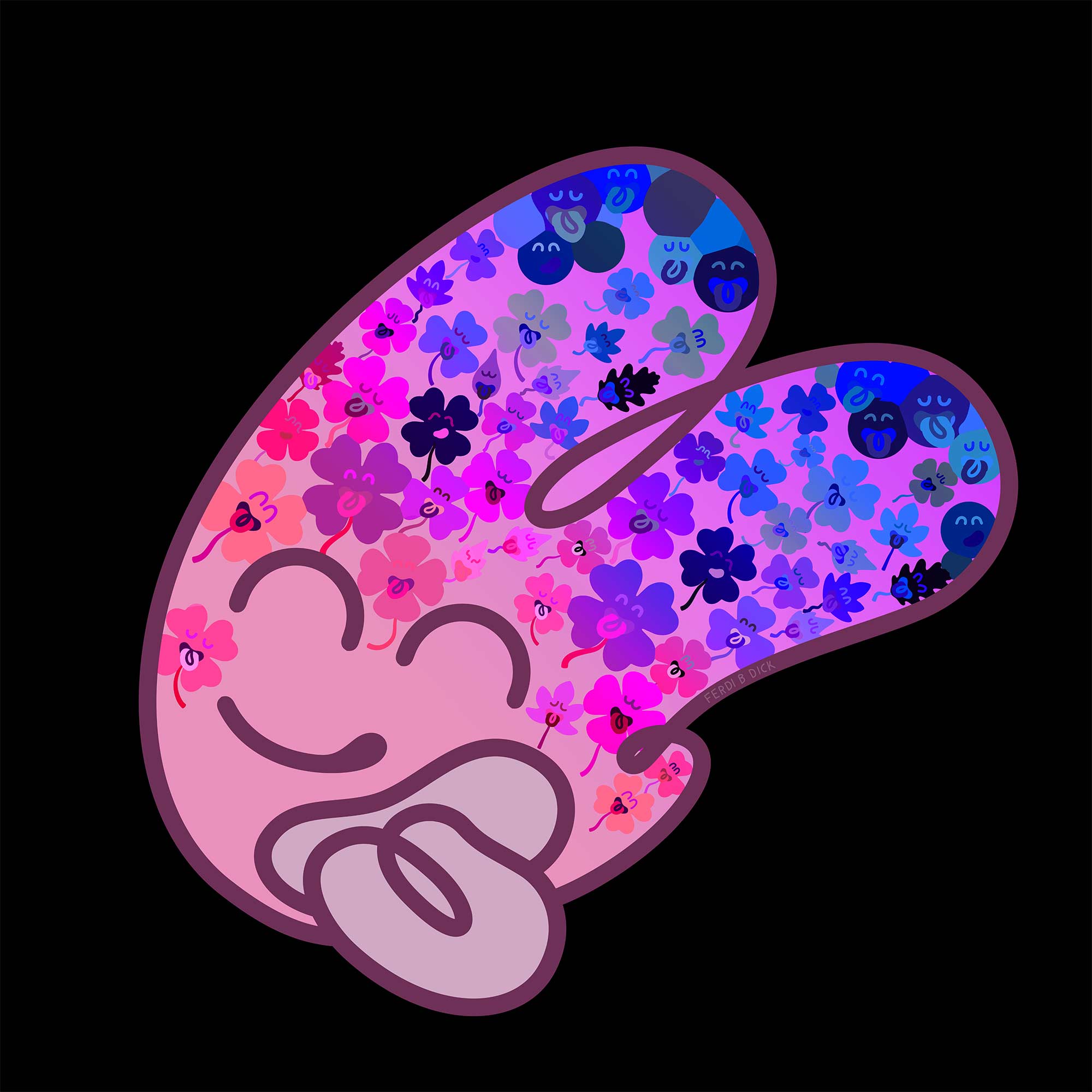 Bunnie Clover Brain Roar, wall art print by Ferdi B Dick