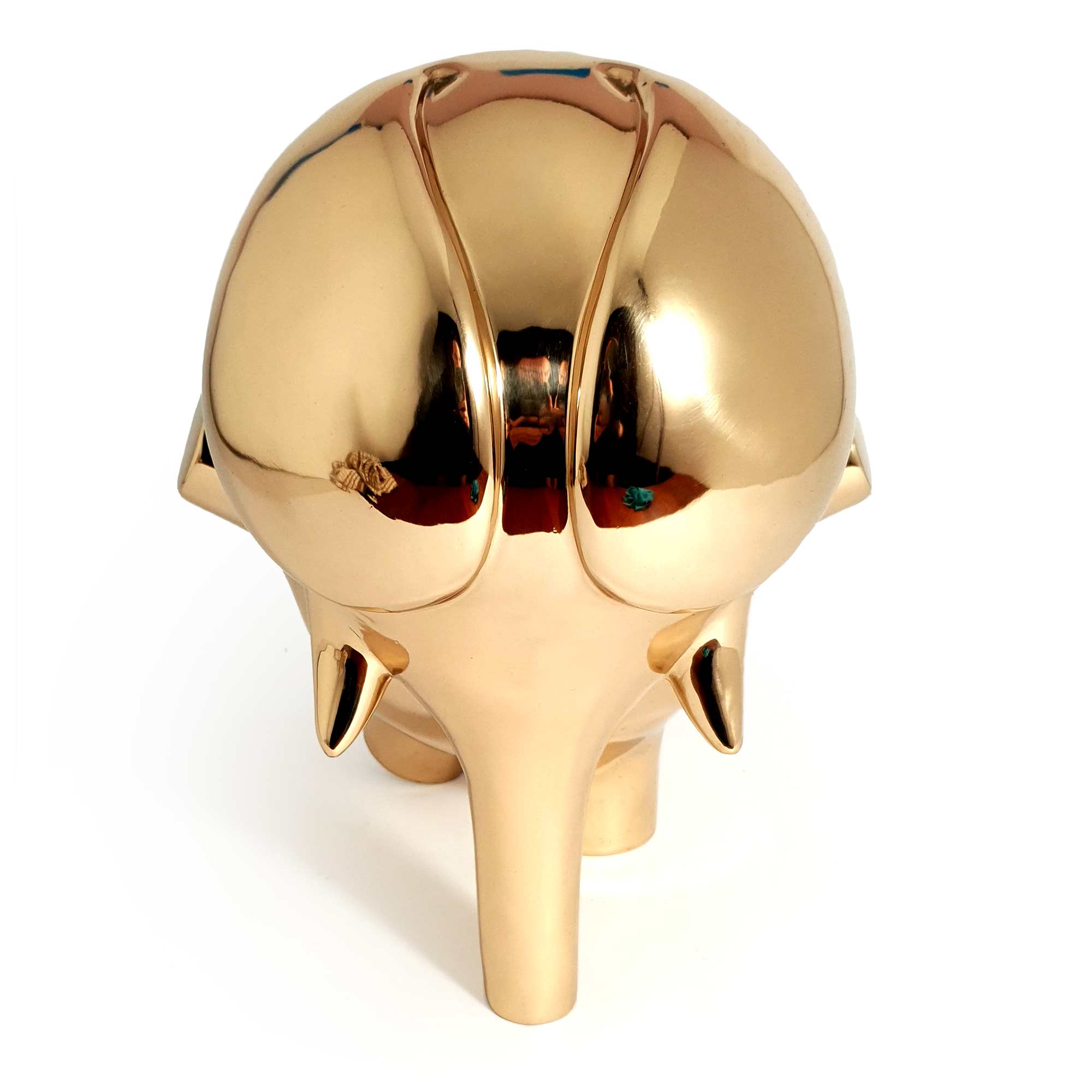 Running blind – Elephant, sculpture, Mirror Polished bronze sculpture, by artist Ferdi B Dick, top view