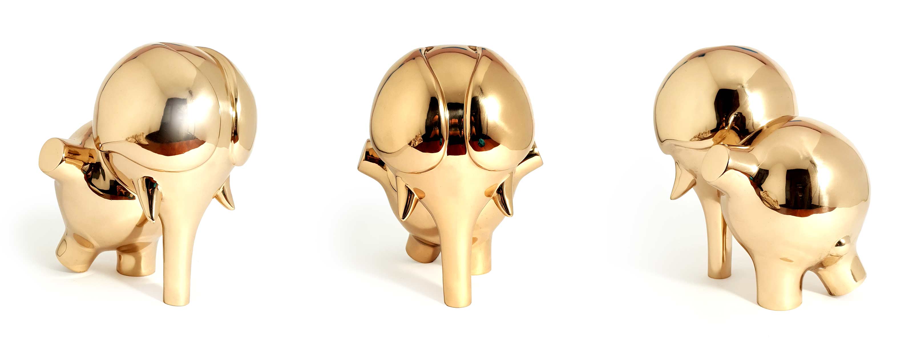 Running blind – Elephant, sculpture, Mirror Polished bronze sculpture, by artist Ferdi B Dick, banner