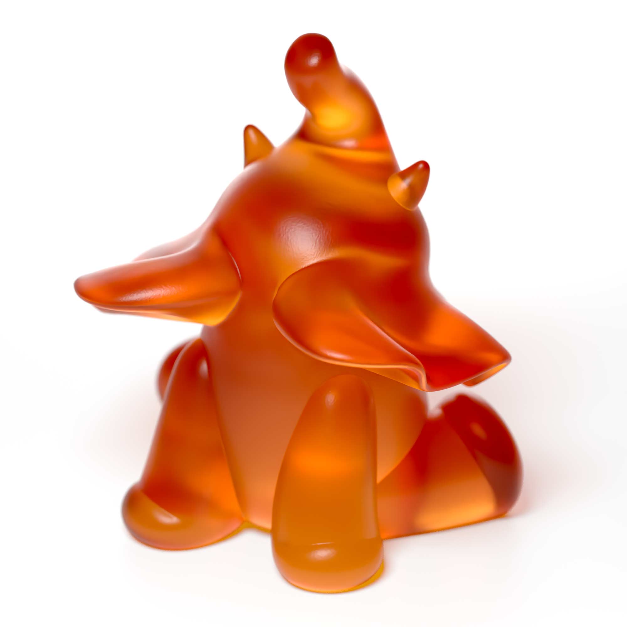 Ellie Roar, 18 cm height an elephant colour amber, Limited edition, designed by Ferdi B Dick, back view