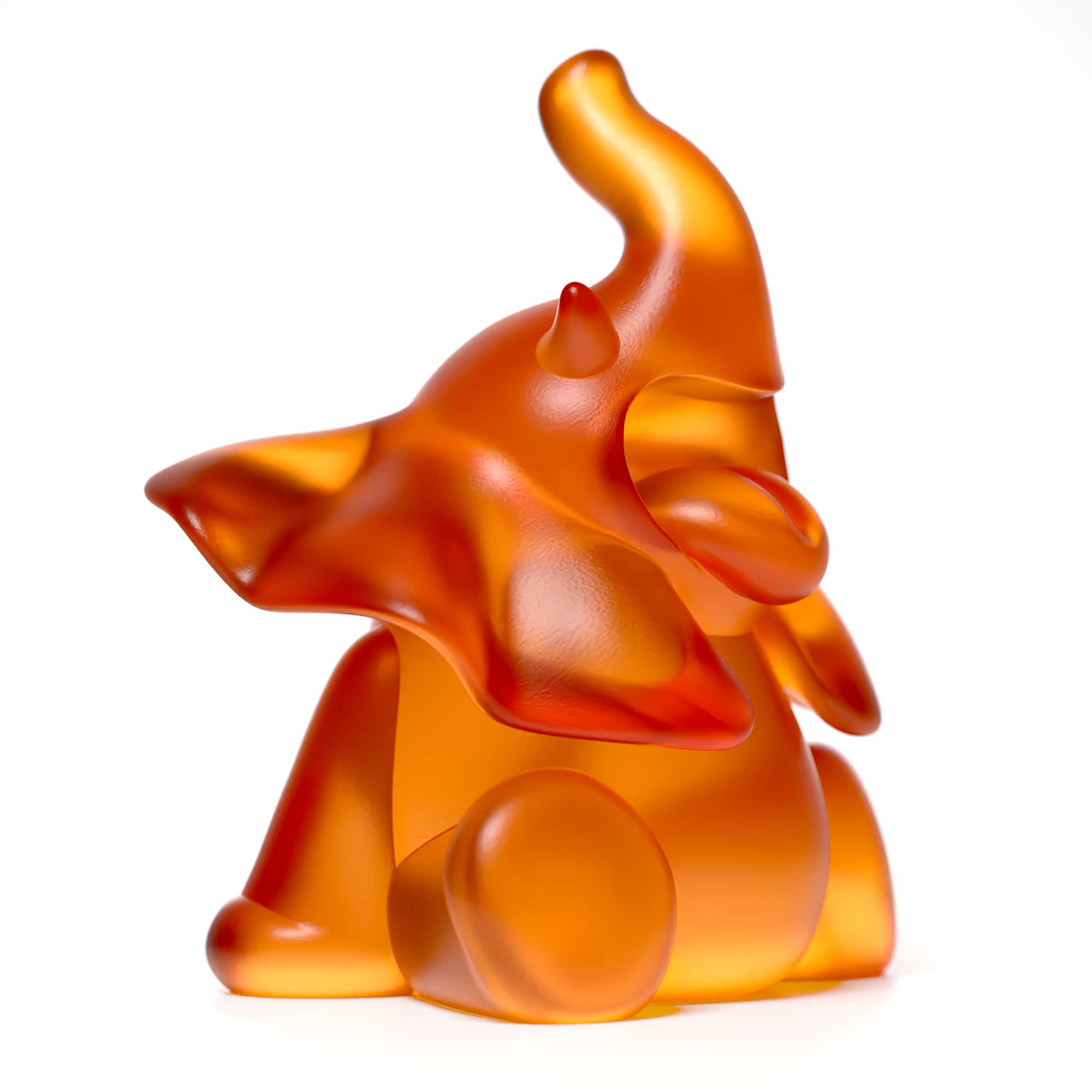 Ellie Roar, 18 cm height an elephant colour amber, Limited edition, designed by Ferdi B Dick, side view