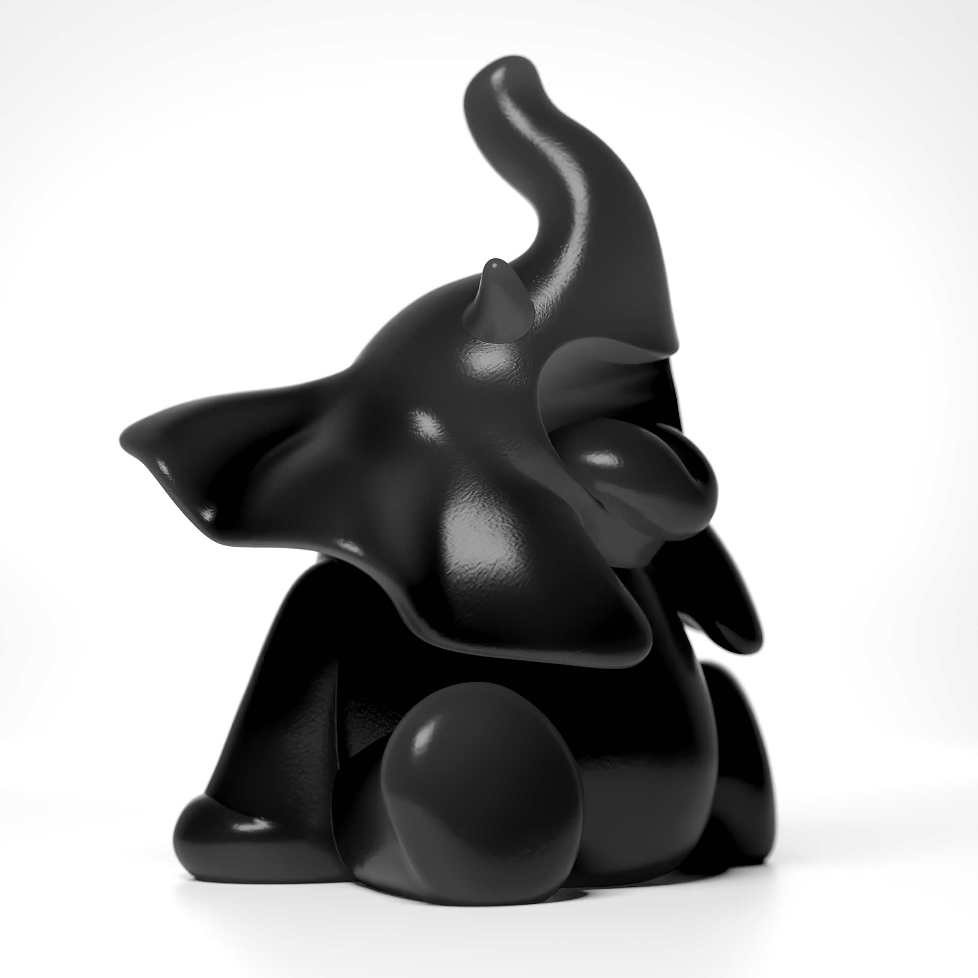 Ellie Roar, 18 cm height an elephant colour black, Limited edition, designed by Ferdi B Dick, side 2