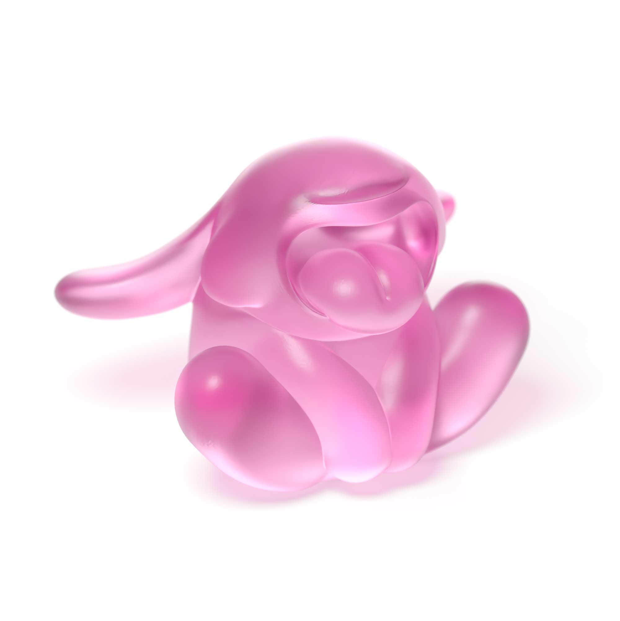 "Bunnie Roar Crystal," a sculpture, pink color, is an artistic creation by Ferdi B Dick 03