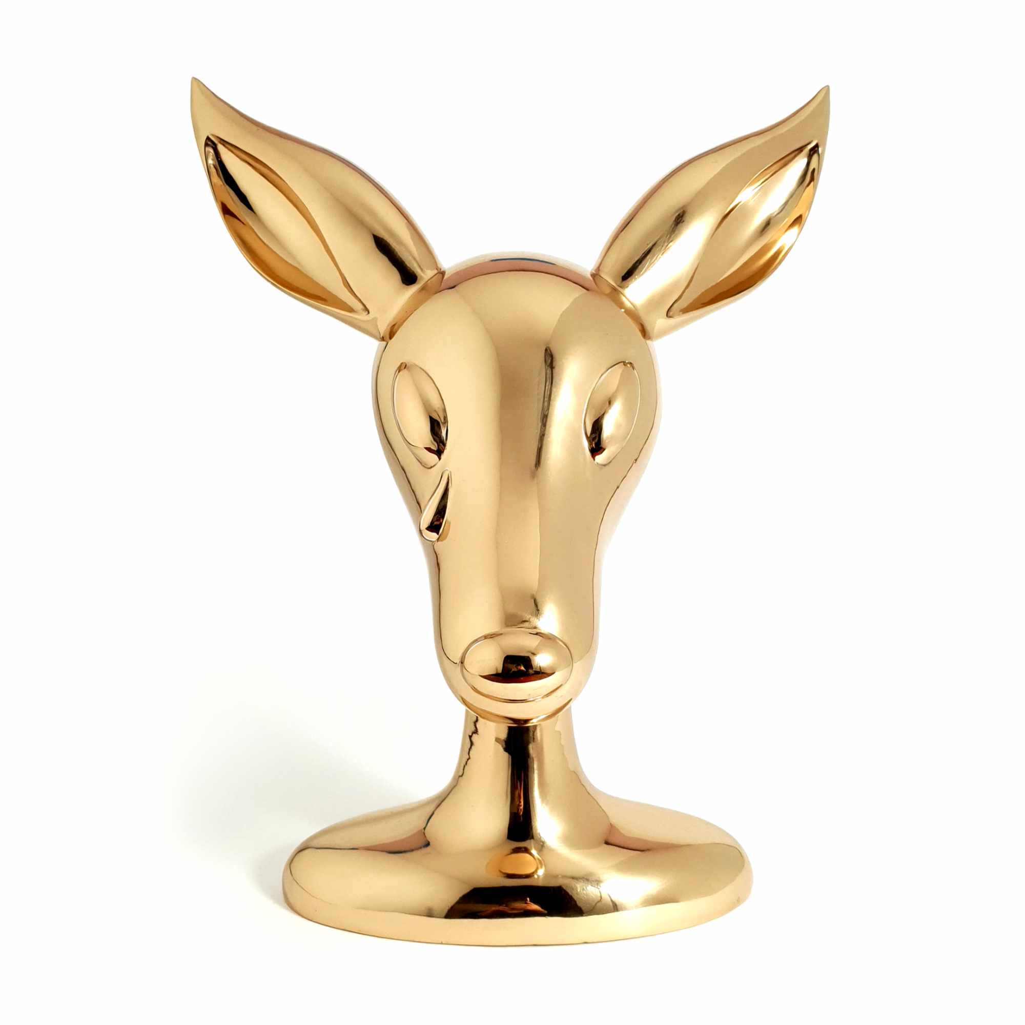 Bokkie, deer, sculpture, Mirror Polished bronze sculpture, by artist Ferdi B Dick, front view