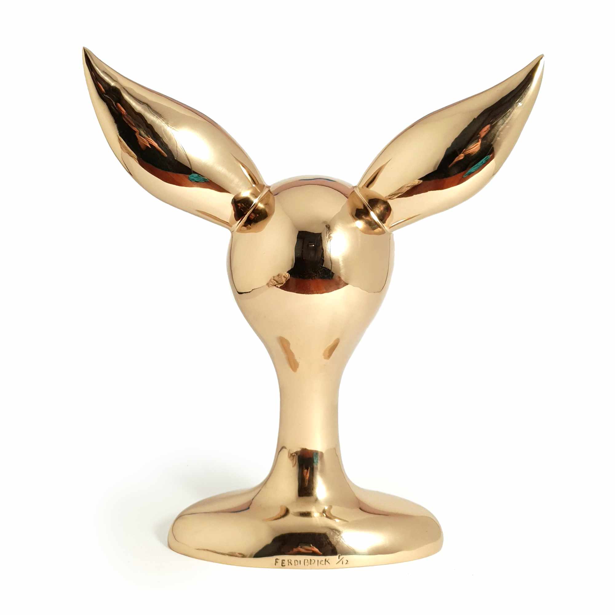 Bokkie, deer, sculpture, Mirror Polished bronze sculpture, by artist Ferdi B Dick, back view