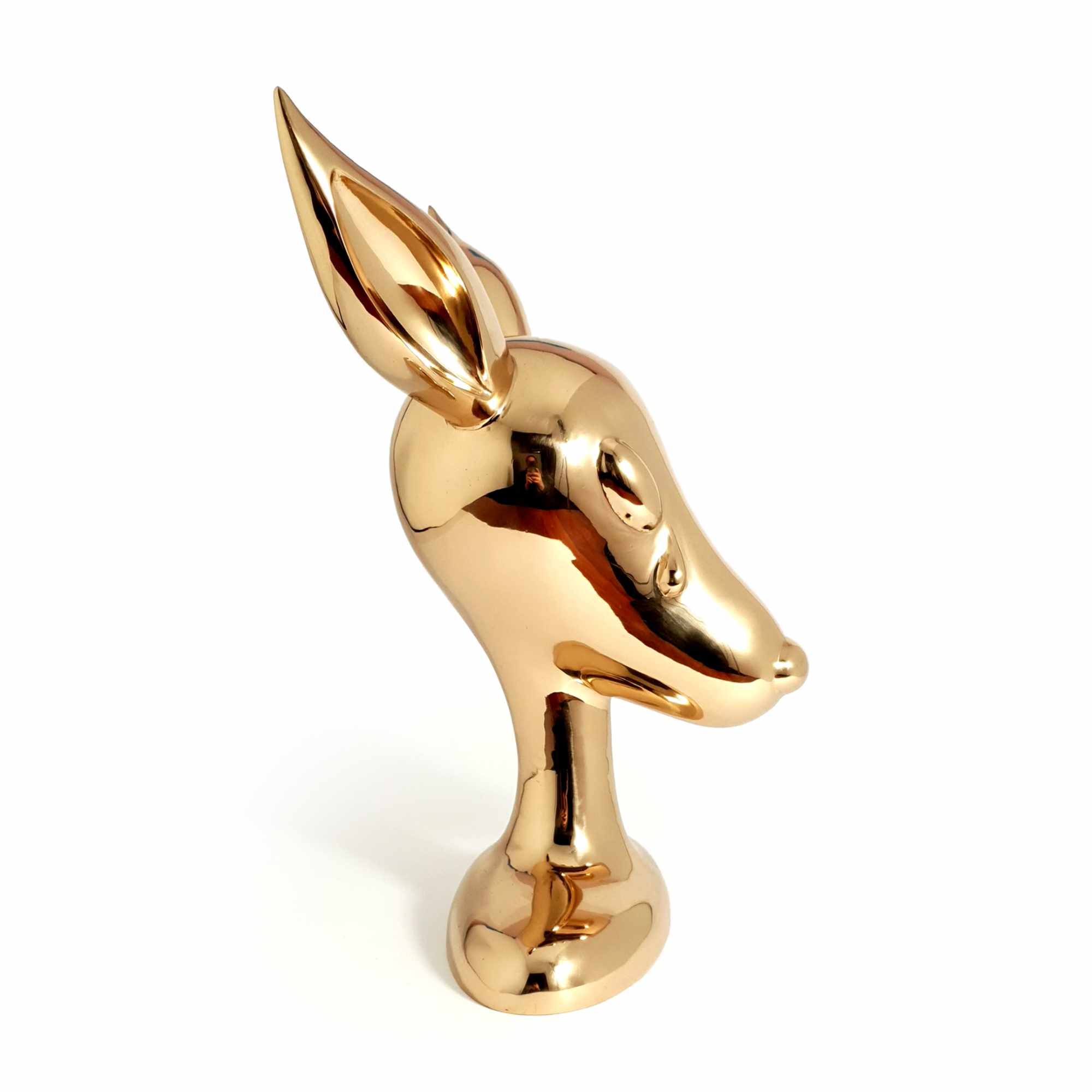 Bokkie, deer, sculpture, Mirror Polished bronze sculpture, by artist Ferdi B Dick, side view