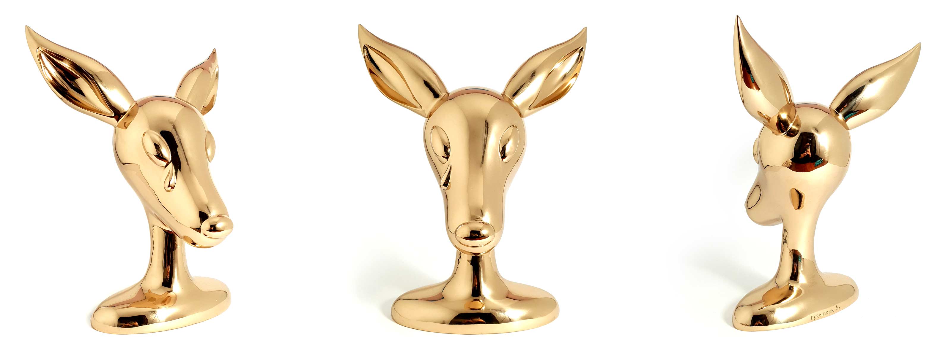 Bokkie, deer, sculpture, Mirror Polished bronze sculpture, by artist Ferdi B Dick, banner