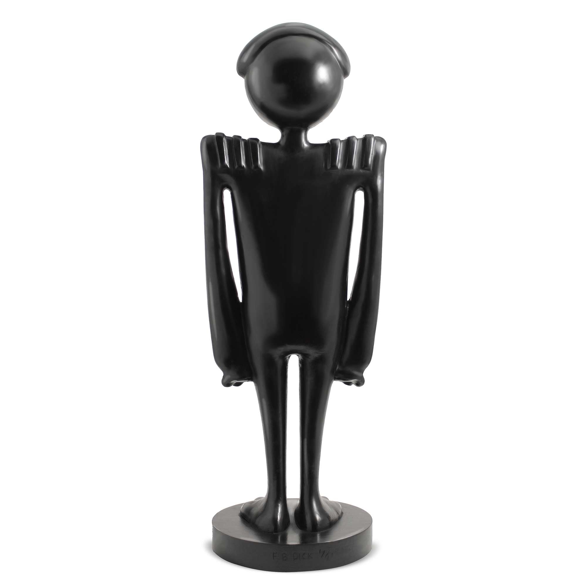 Bonaparte, dog wood sculpture with black polished, by artist Ferdi B Dick, back view