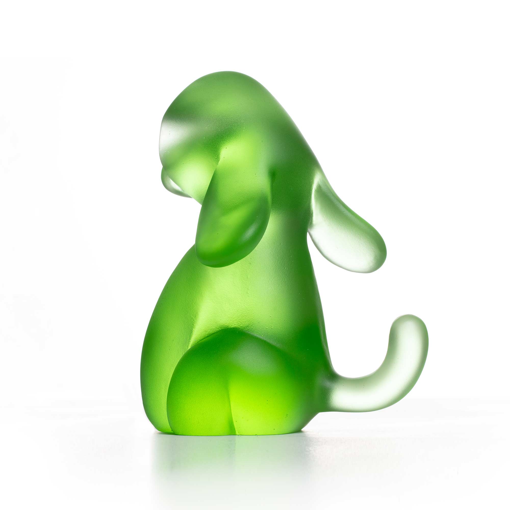 Dog Roar, green crystal sculpture, limited edition by artist Ferdi B Dick, back view