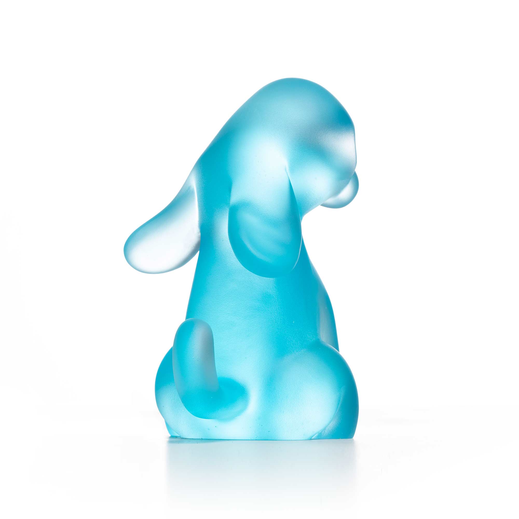 Dog Roar, blue crystal sculpture, limited edition by artist Ferdi B Dick, back view 2