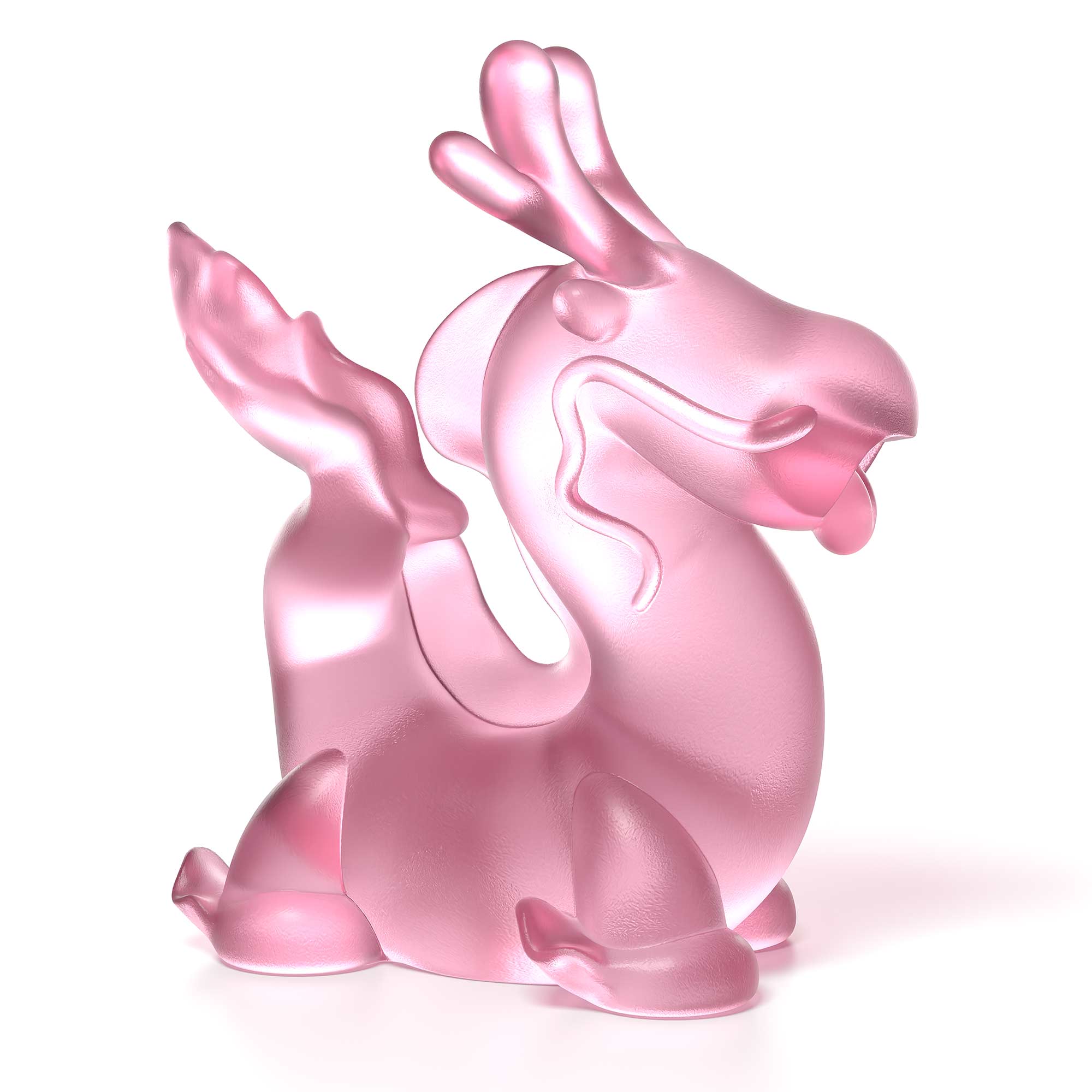 Dragon's Breath pink crystal sculpture the size is 16 cm height, Limited edition of 50 side view 1