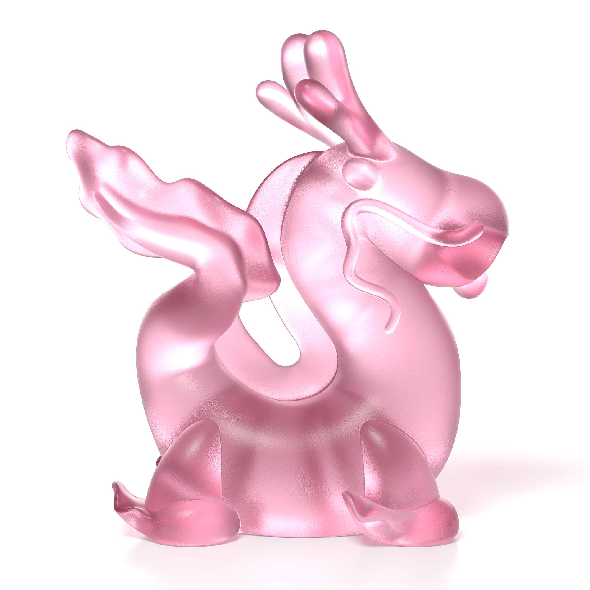 Dragon's Breath pink crystal sculpture the size is 16 cm height, by Ferdi B Dick, Limited edition of 50 side view 2