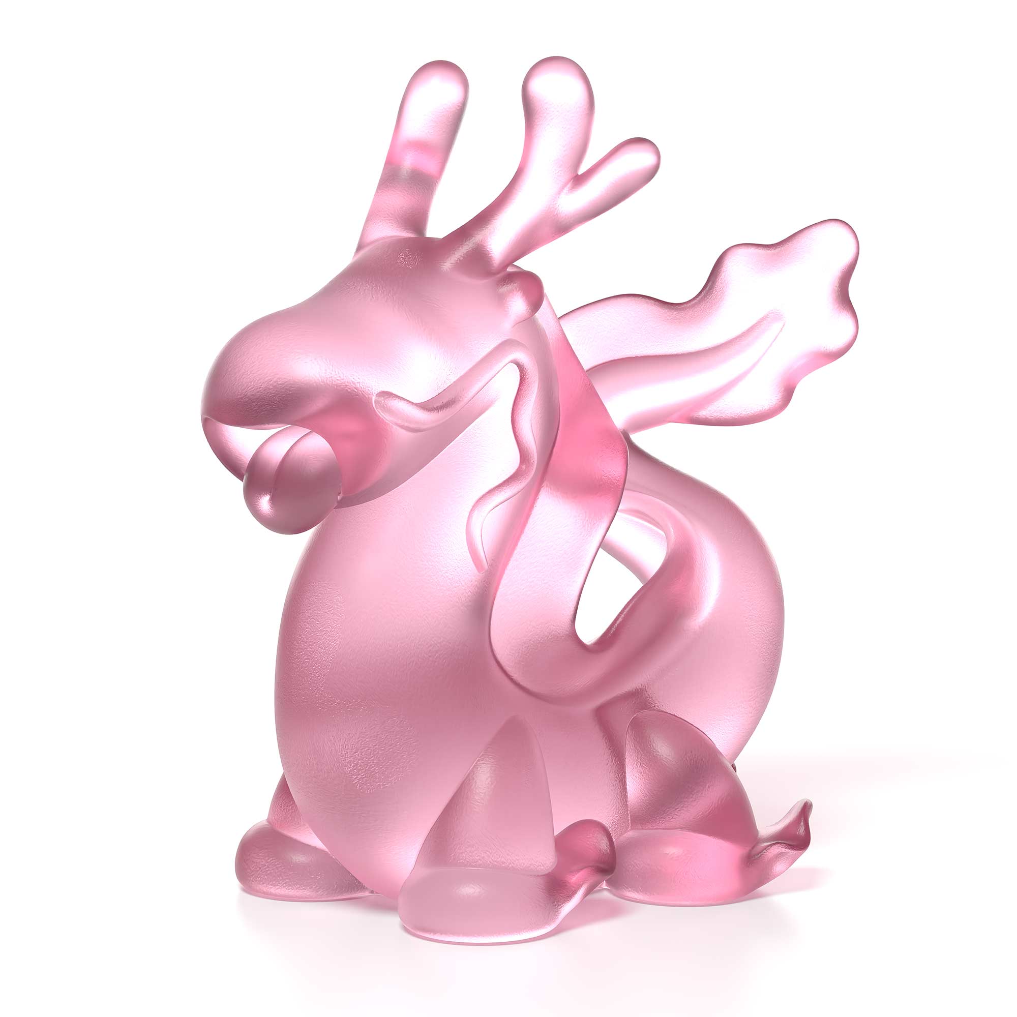 Dragon's Breath pink crystal sculpture the size is  16 cm height, by Ferdi B Dick,  Limited edition of 50 hero view