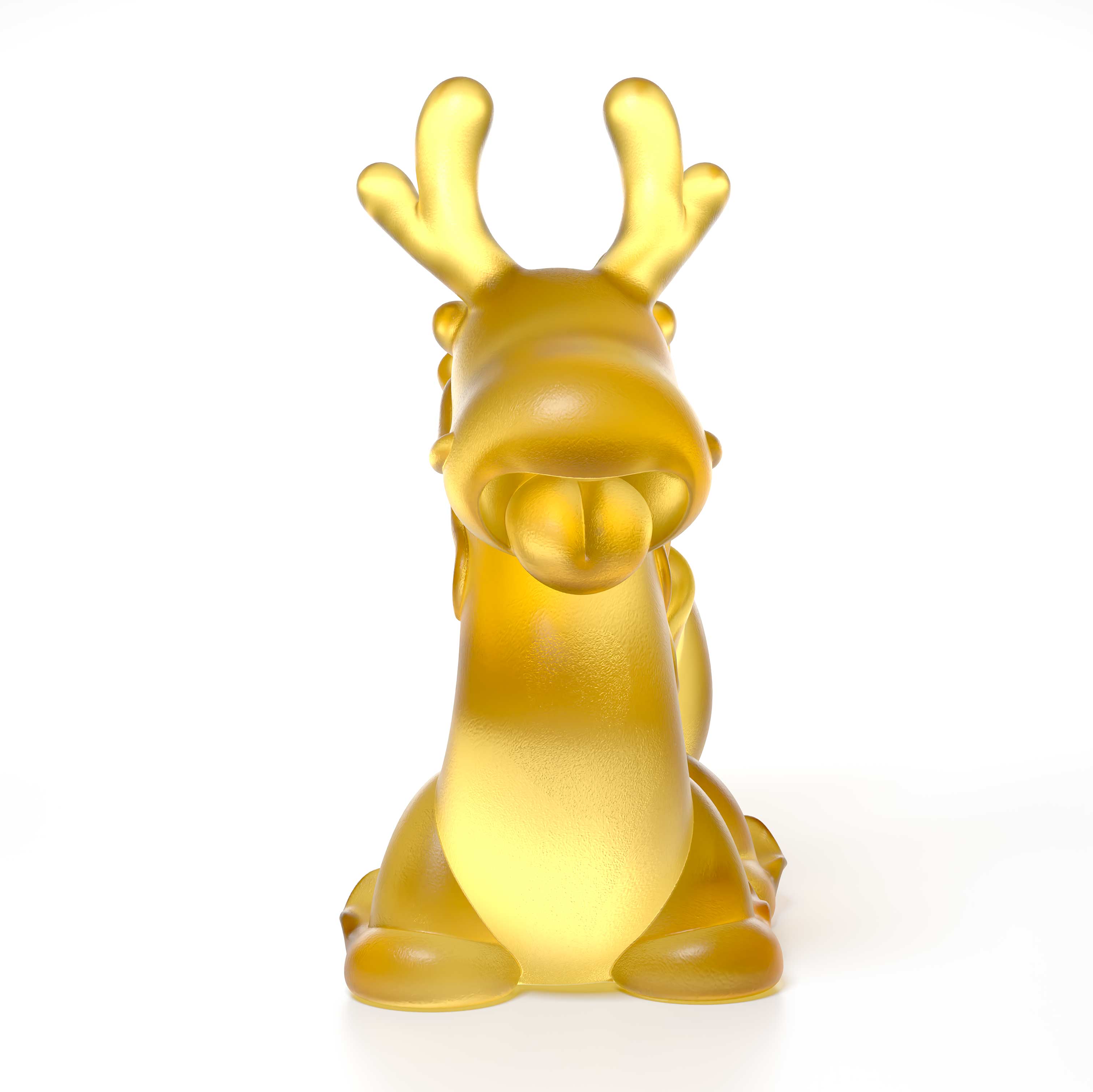 Dragon's Breath yellow crystal sculpture the size is 16 cm height, by Ferdi B Dick, Limited edition of 500front view