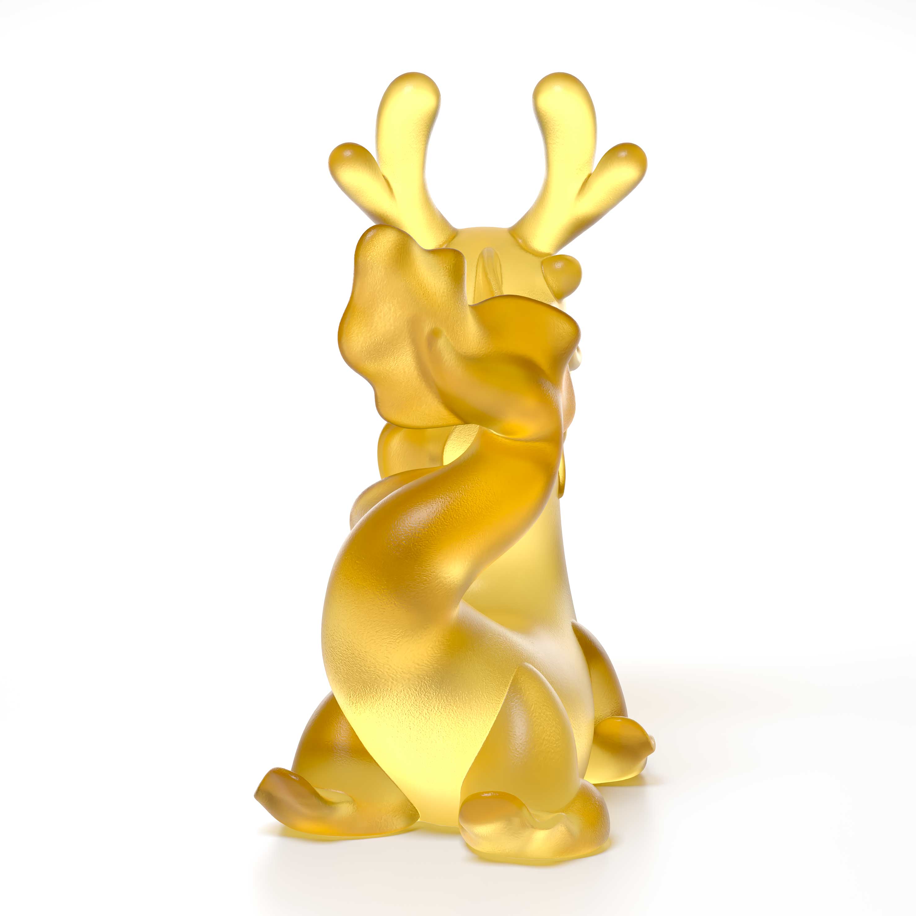 Dragon's Breath yellow crystal sculpture the size is 16 cm height, by Ferdi B Dick, Limited edition of 50 back view