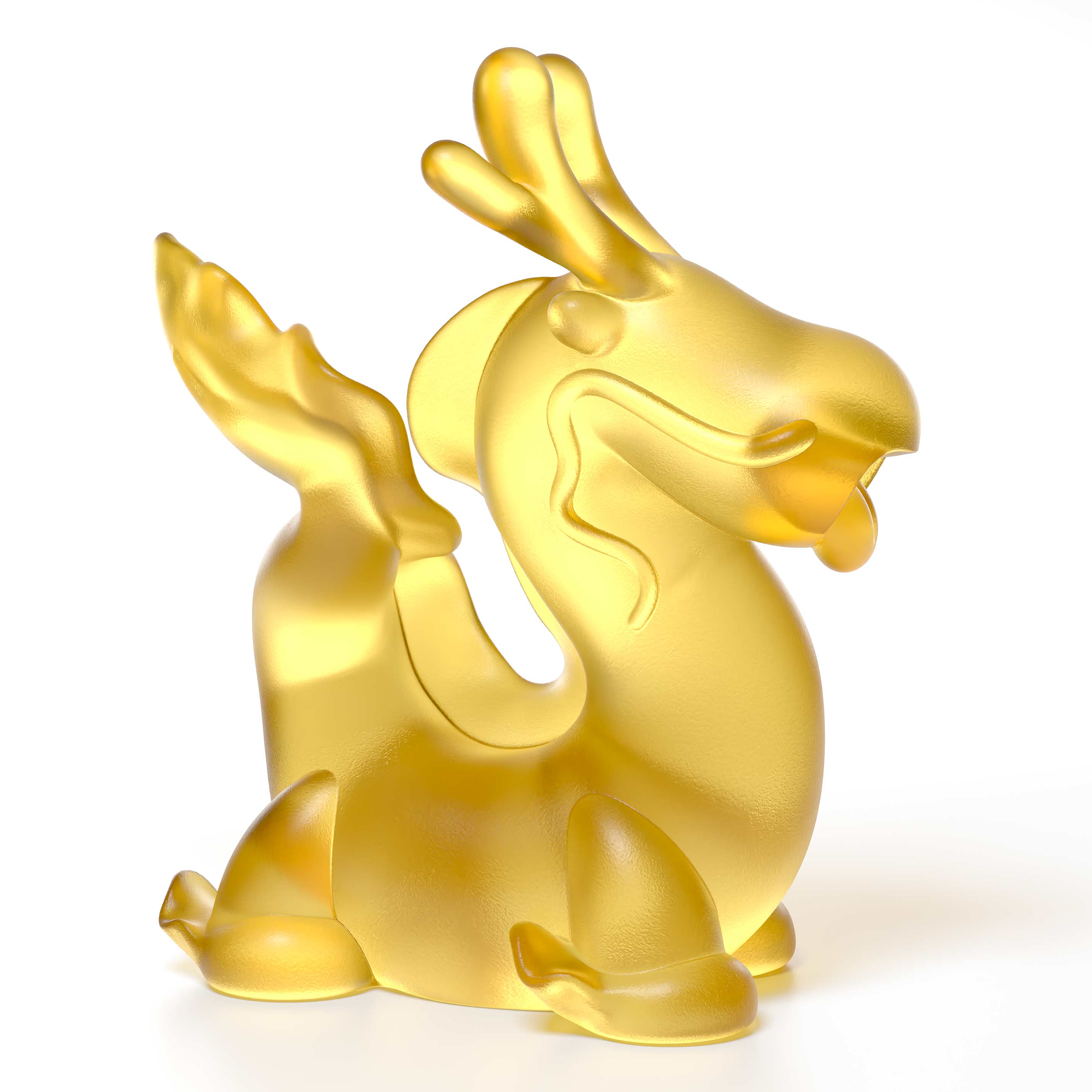 Dragon's Breath yellow crystal sculpture the size is 16 cm height, by Ferdi B Dick, Limited edition of 50 side view 1