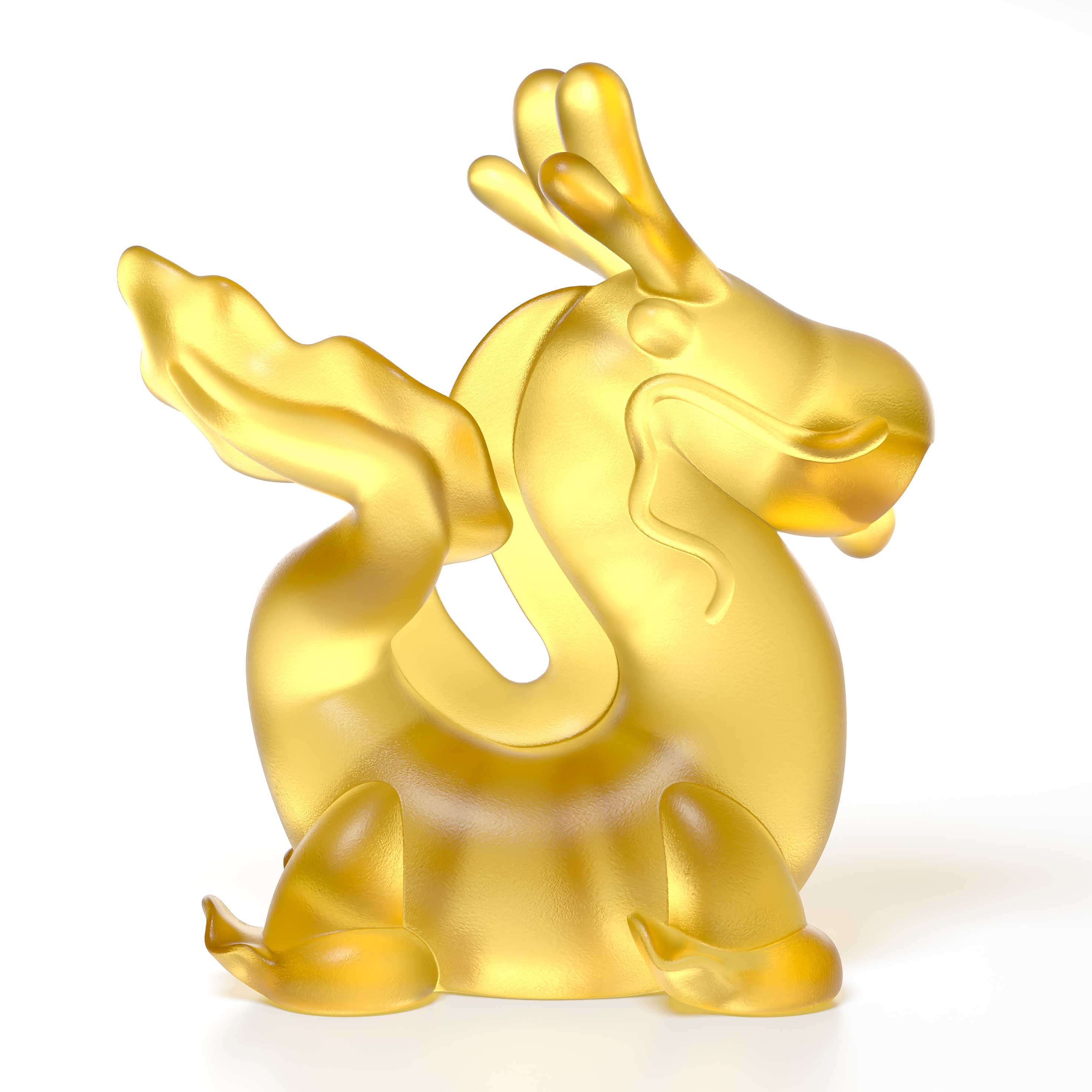 Dragon's Breath yellow crystal sculpture the size is 16 cm height, by Ferdi B Dick, Limited edition of 50 side view 2