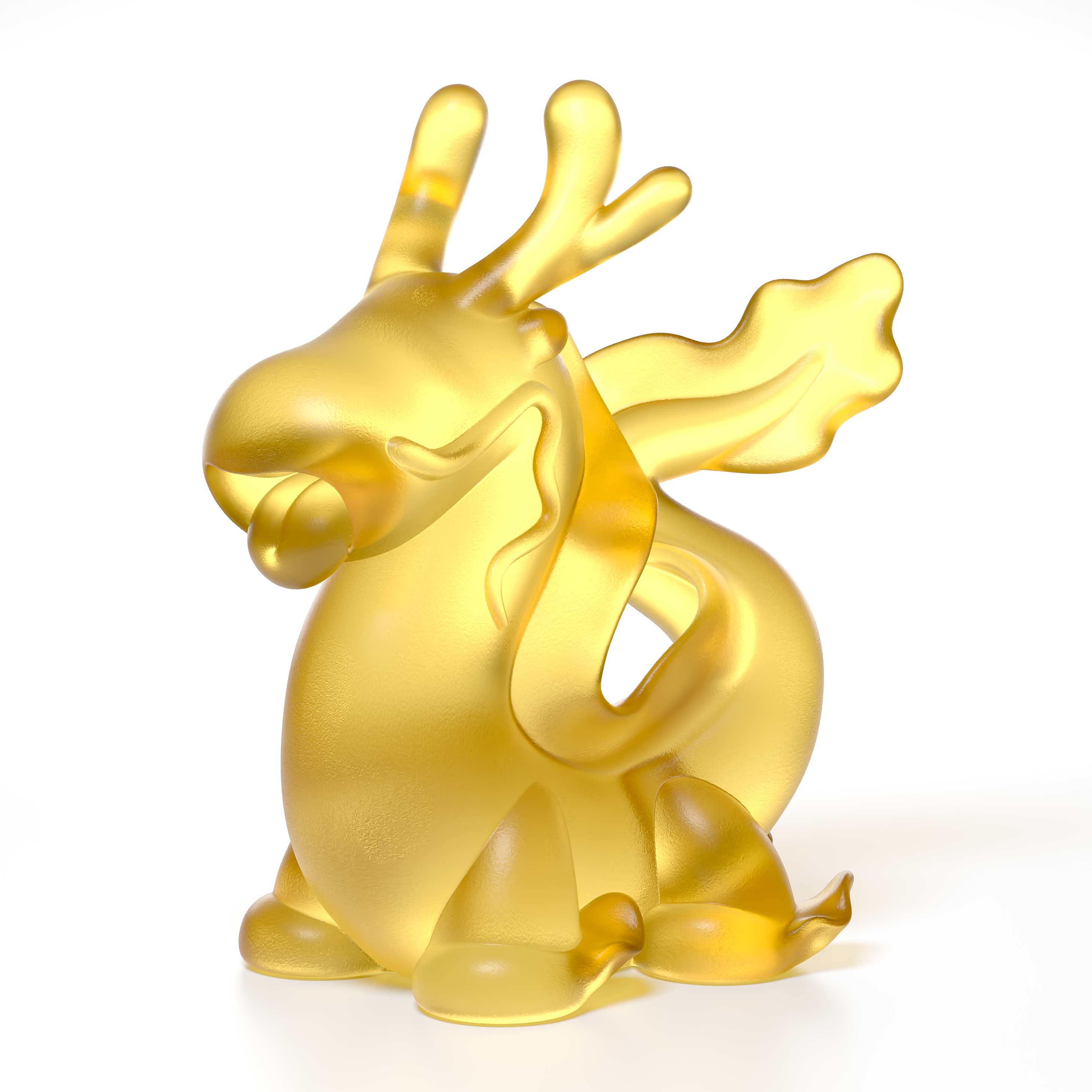 Dragon's Breath yellow crystal sculpture the size is 16 cm height, by Ferdi B Dick, Limited edition of 50 hero view