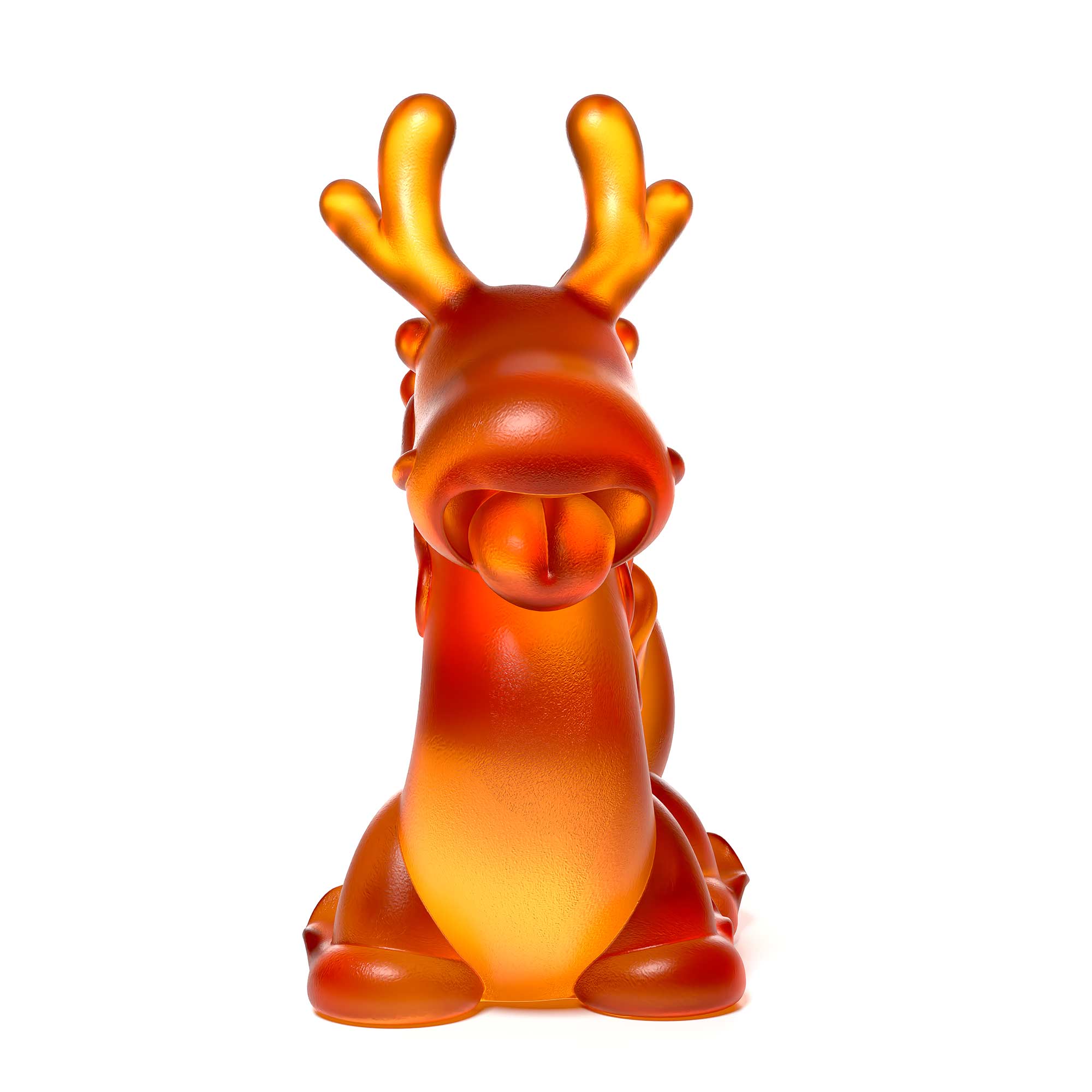 Dragon's Breath amber colour crystal sculpture the size is 16 cm height, by Ferdi B Dick, Limited edition of 50 front view