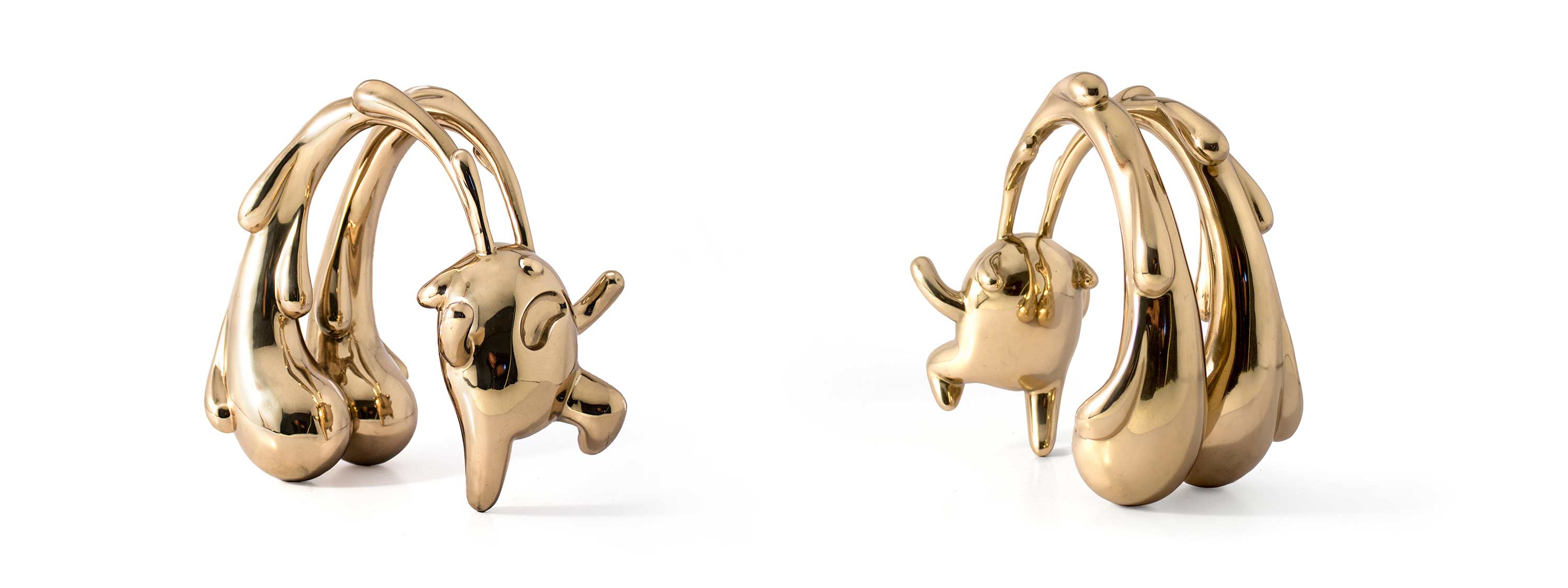 Scared Bear, crying bear character sculpture, Mirror Polished bronze sculpture, by artist Ferdi B Dick, banner