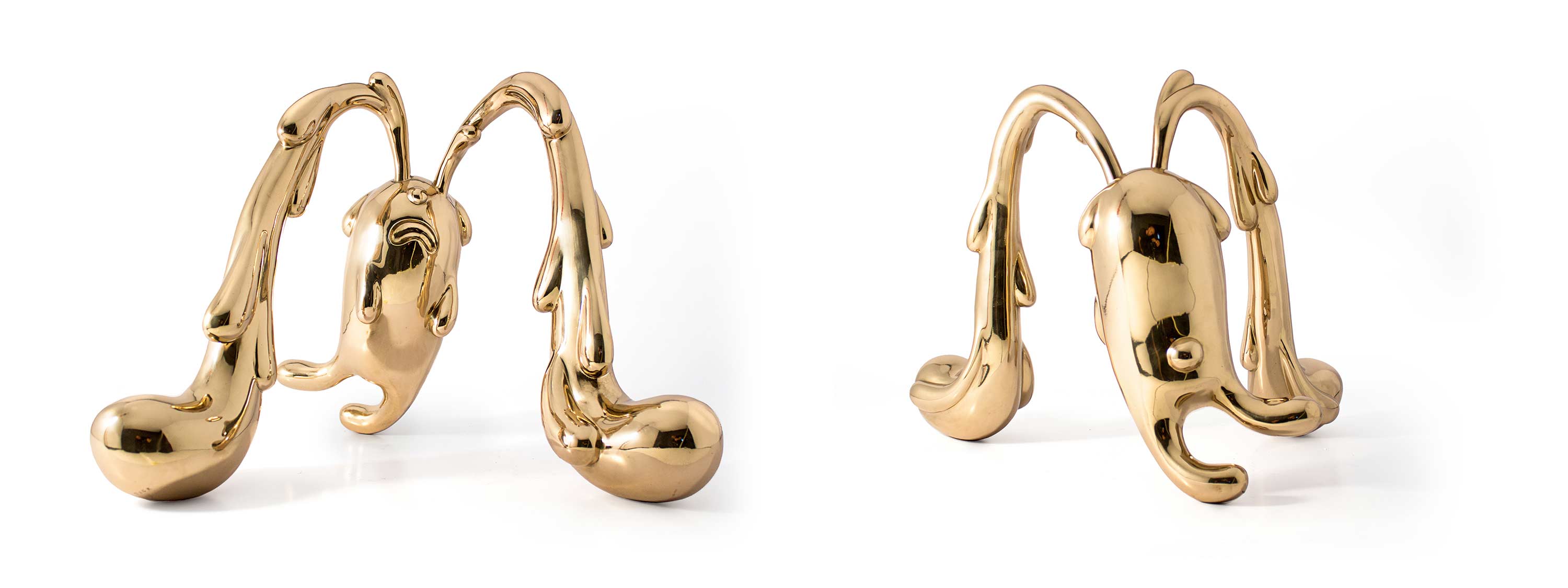 Overwhelmed Bear, crying bear character sculpture, Mirror Polished bronze sculpture, by artist Ferdi B Dick, banner