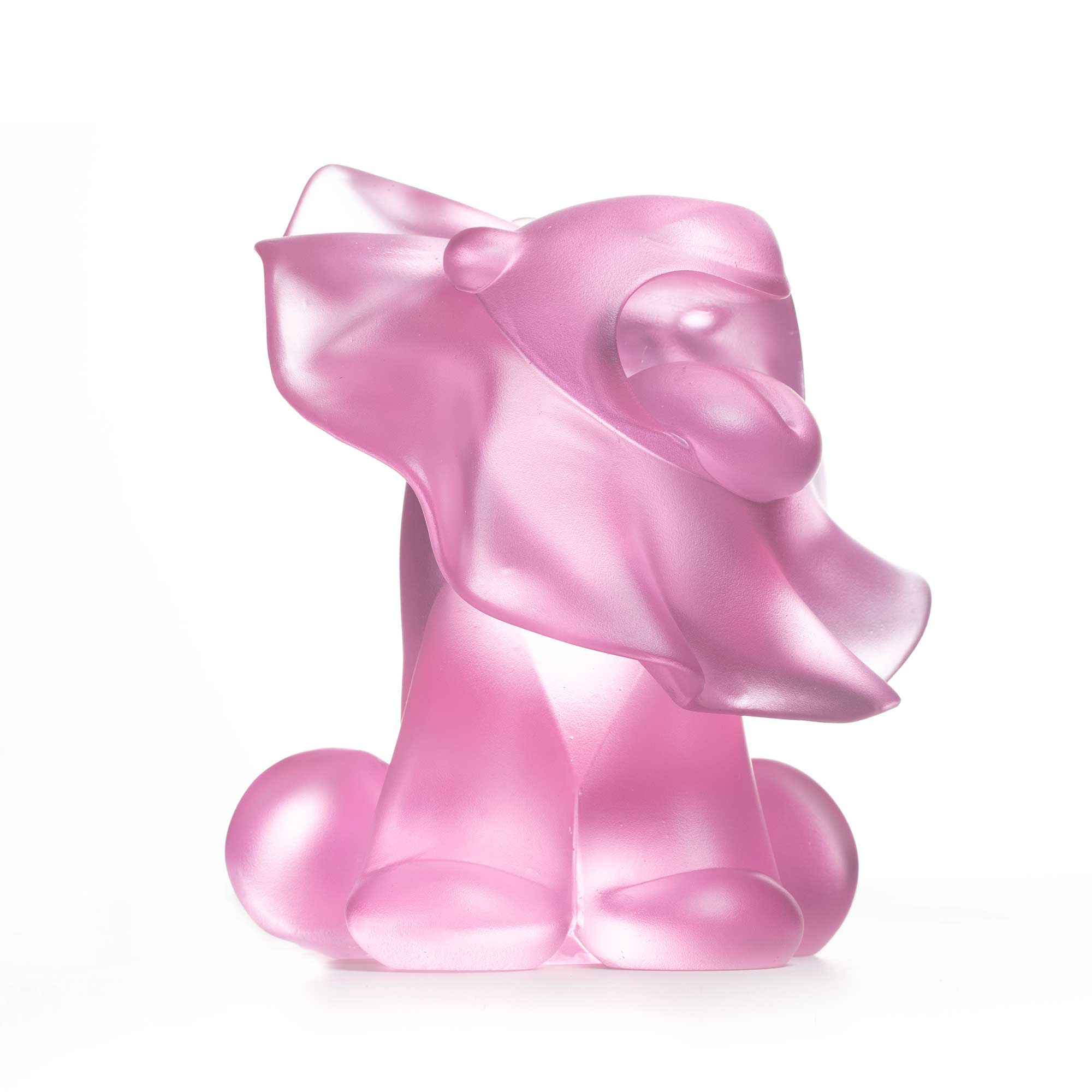 Lion roar, pink crystal sculpture, 15 cm height, by artist Ferdi B Dick, hero view