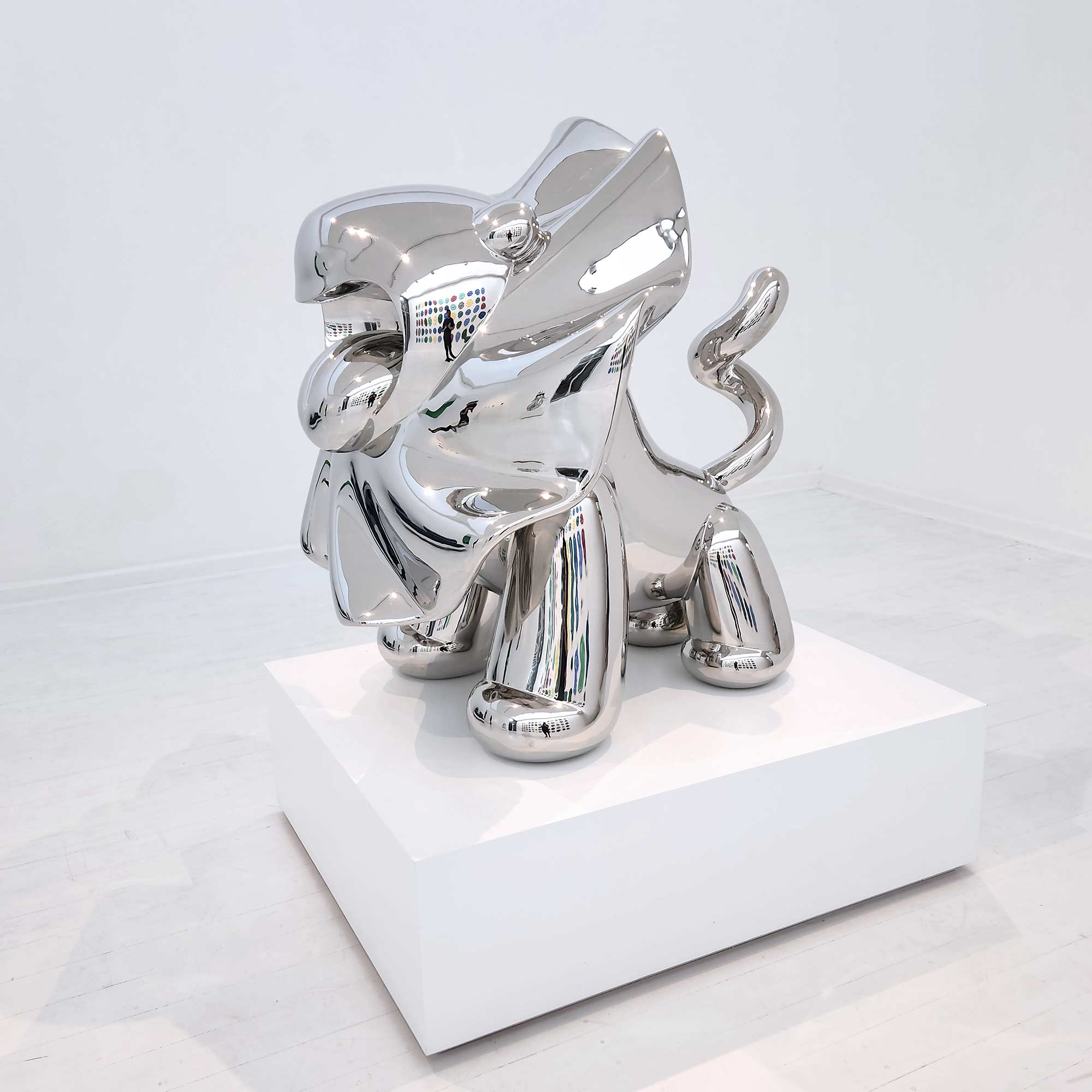 Lions breath polished stainless steel sculpture large size by Ferdi B Dick , hero view 2