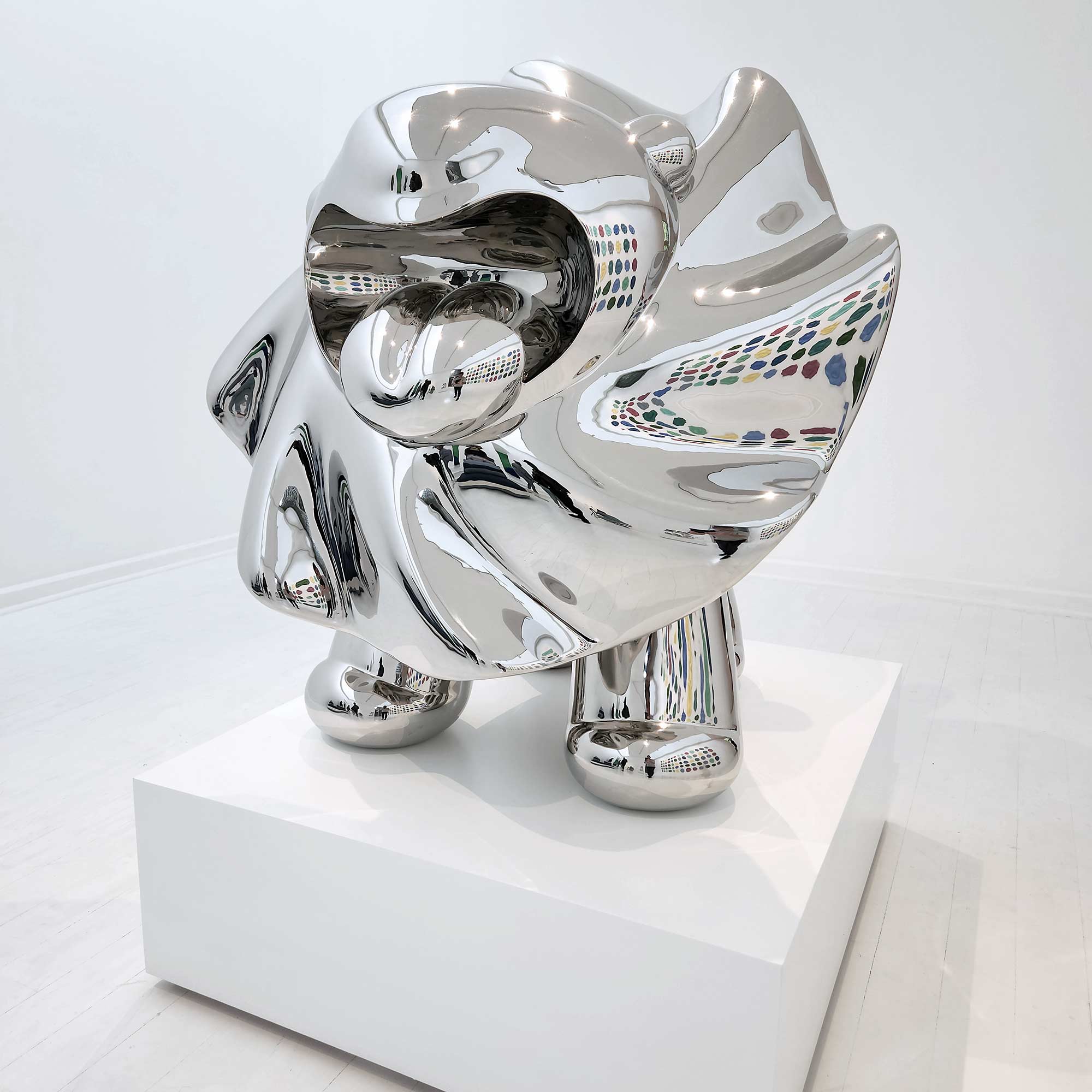 Lions breath polished stainless steel sculpture large size by Ferdi B Dick , hero view
