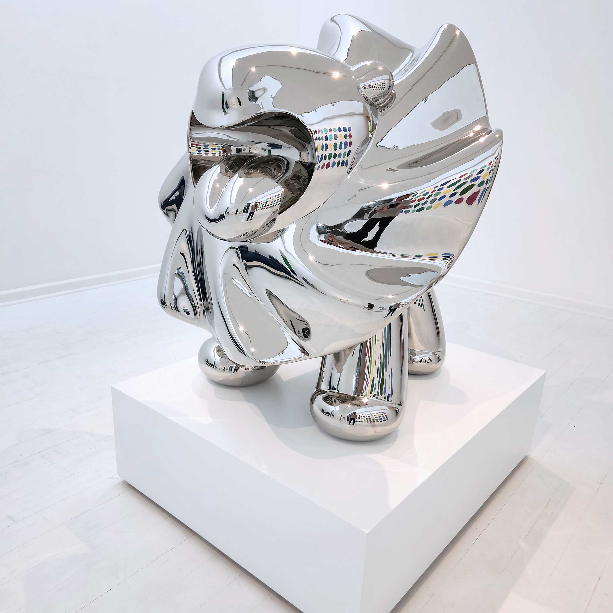 Lions breath polished stainless steel sculpture large size by Ferdi B Dick , hero view