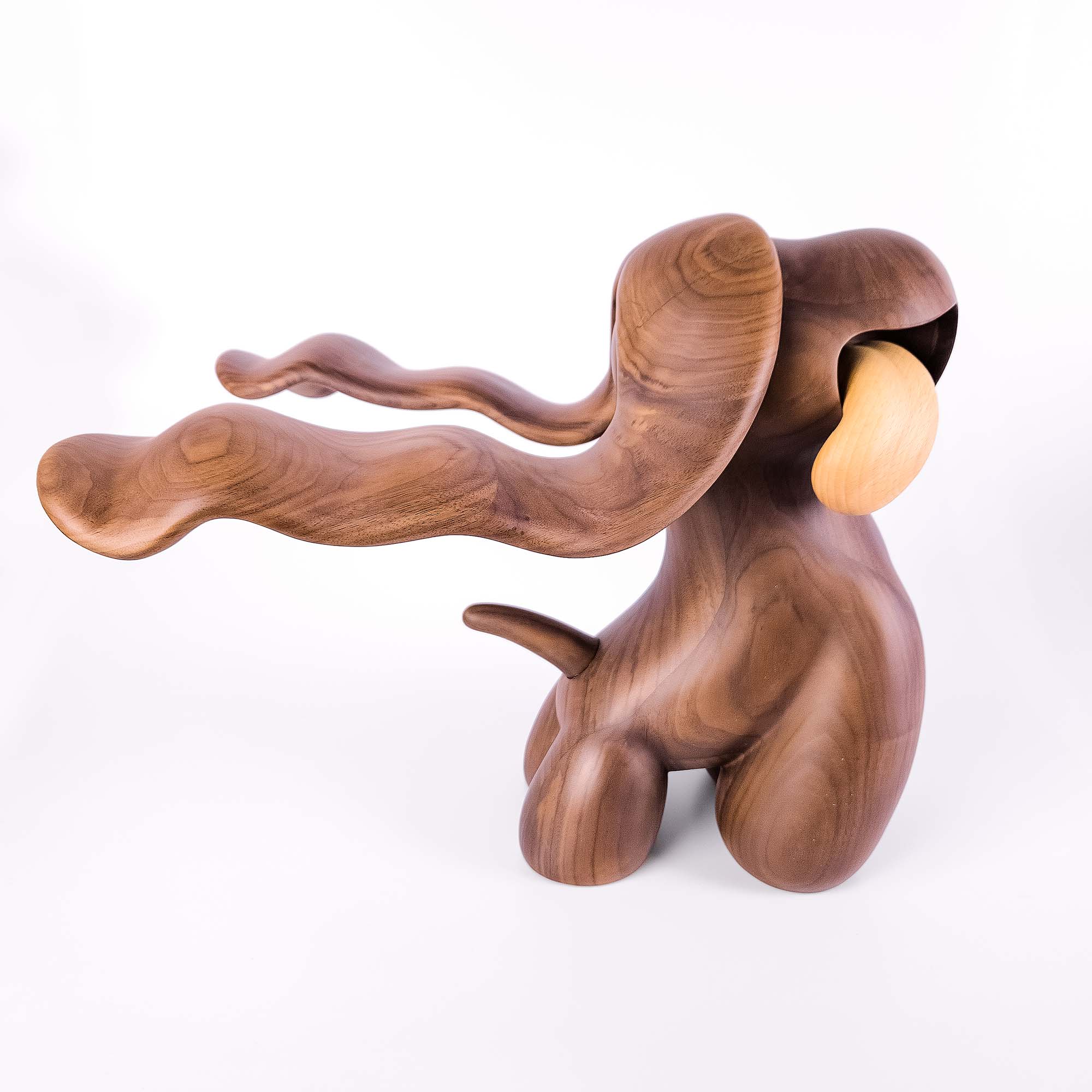 Marilyn Dog (Walnut and Beech Wood) 31, Limited edition, designed by Ferdi B Dick, side view 2