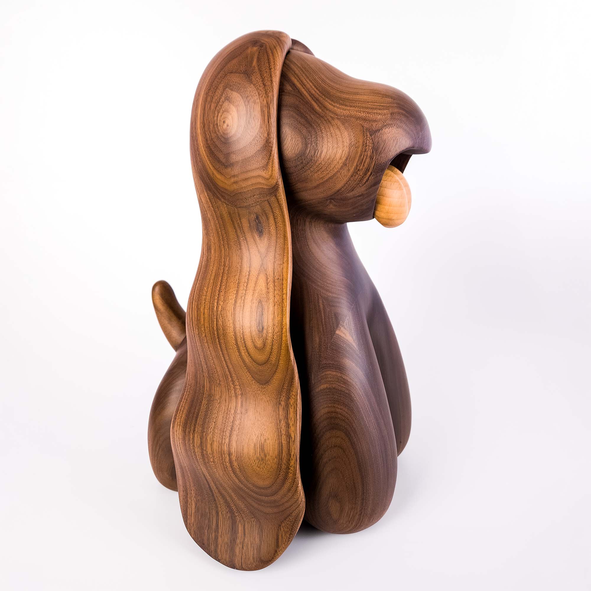 Mona Dog (Walnut and Beech Wood) 5, Limited edition, designed by Ferdi B Dick, side 45 view
