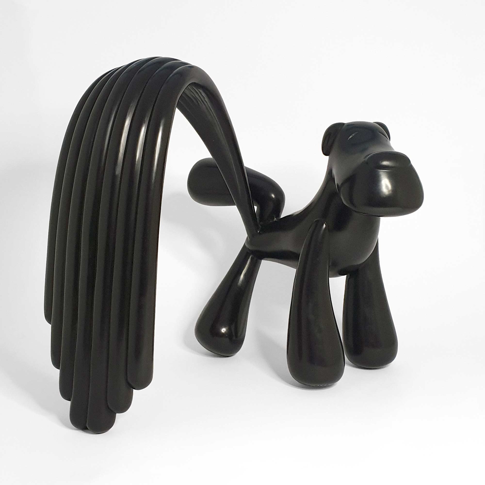Over the Rainbow, dog sculpture, black Patina bronze Sculpture, by artist Ferdi B Dick, hero view 2