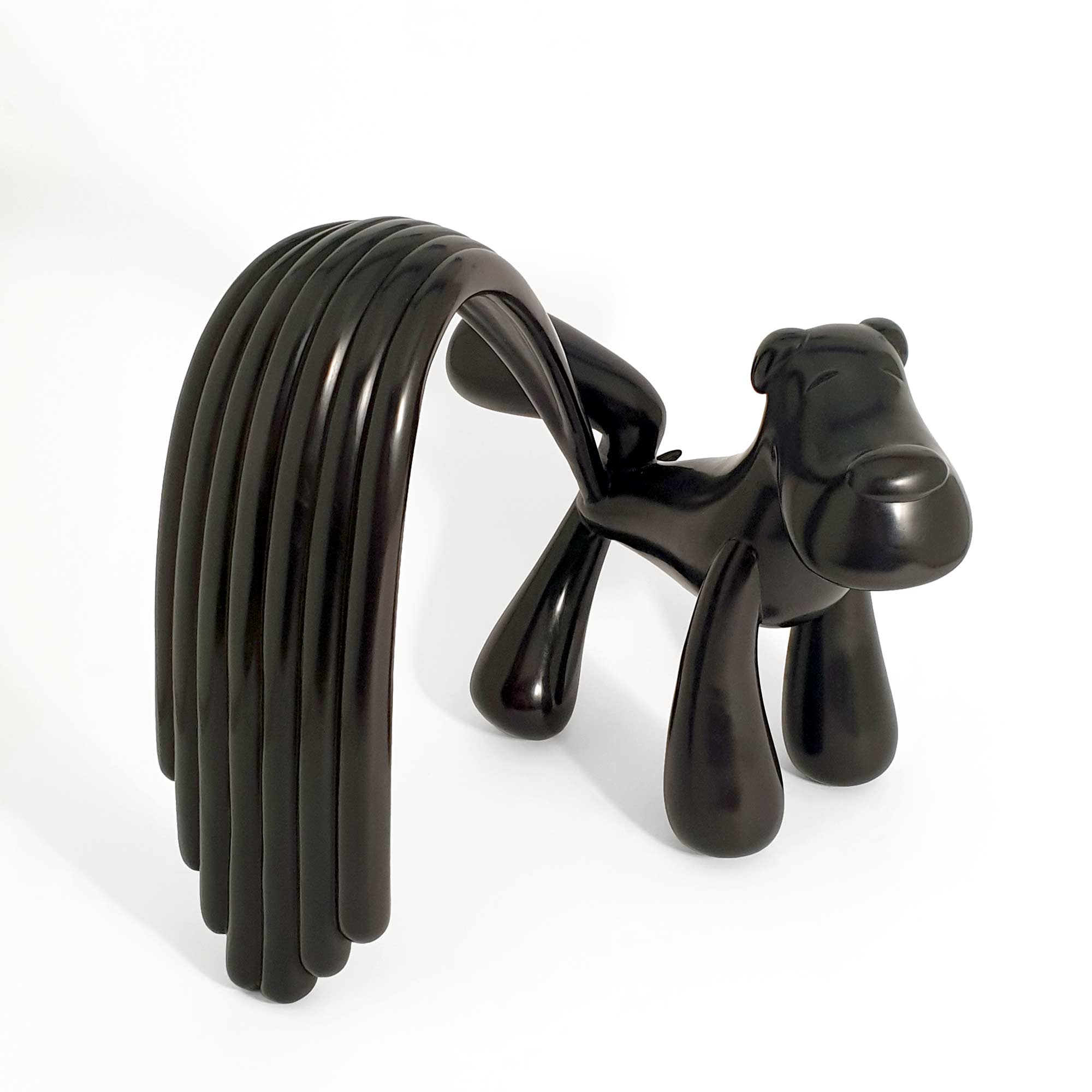 Over the Rainbow, dog sculpture, black Patina bronze Sculpture, by artist Ferdi B Dick, hero view