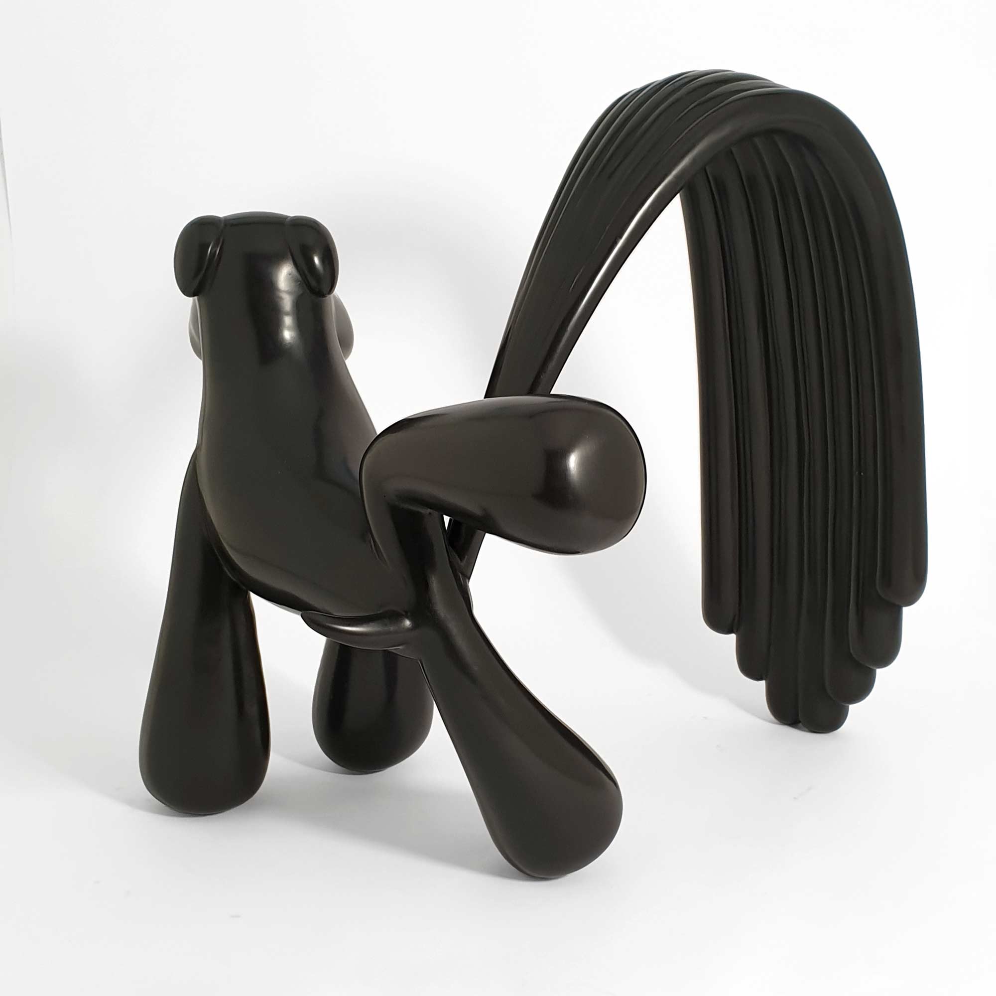 Over the Rainbow, dog sculpture, black Patina bronze Sculpture, by artist Ferdi B Dick, back view