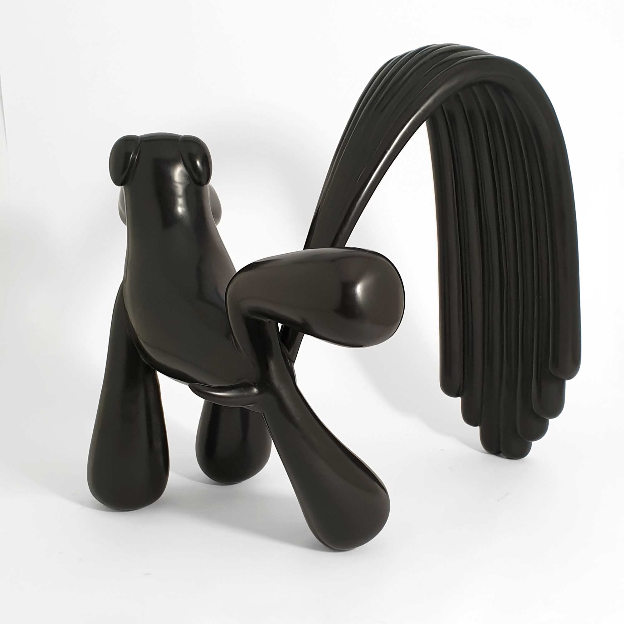 Over the Rainbow, dog sculpture, black Patina bronze Sculpture, by artist Ferdi B Dick, back view 