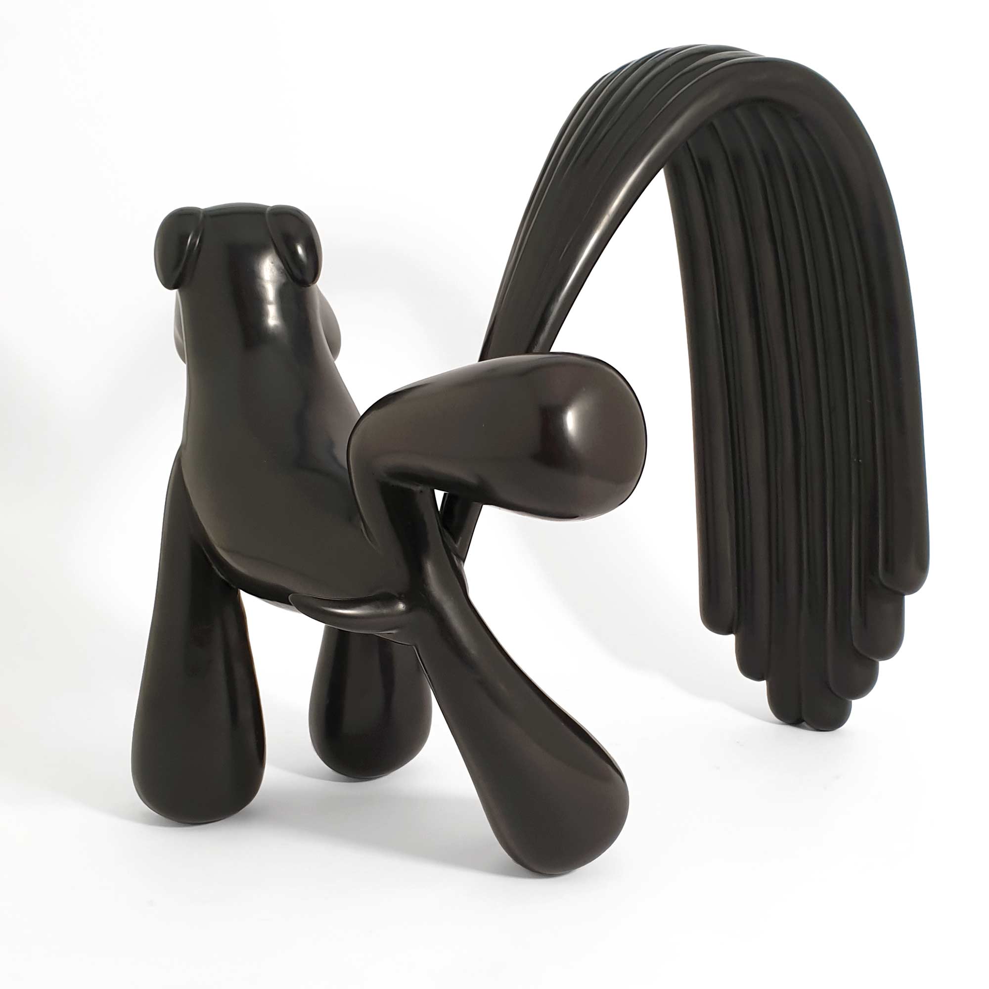 Over the Rainbow, dog sculpture, black Patina bronze Sculpture, by artist Ferdi B Dick, back view