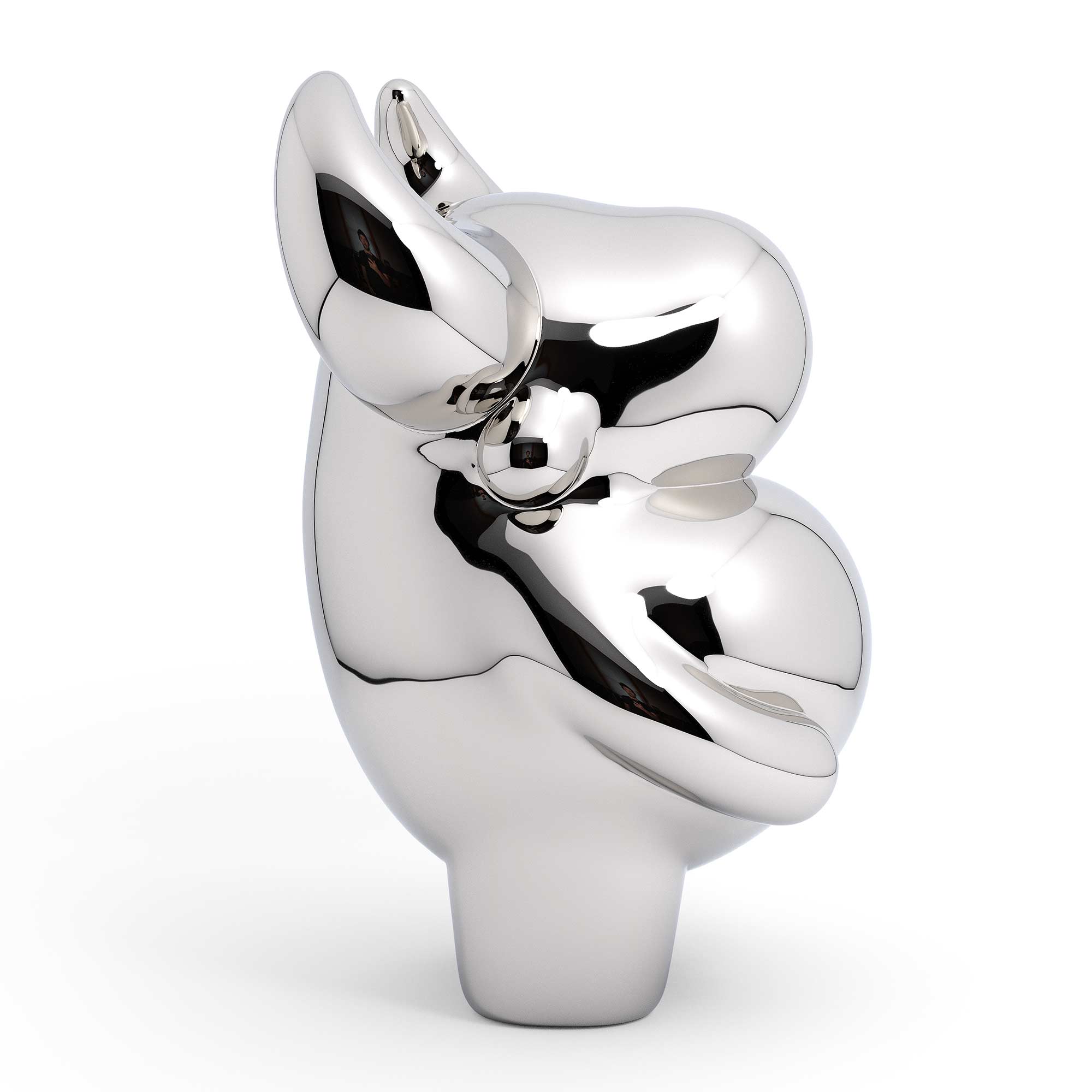 OX “prosperous” bull sculpture, Mirror Polished Stainless Steel Sculpture, by artist Ferdi B Dick, side view