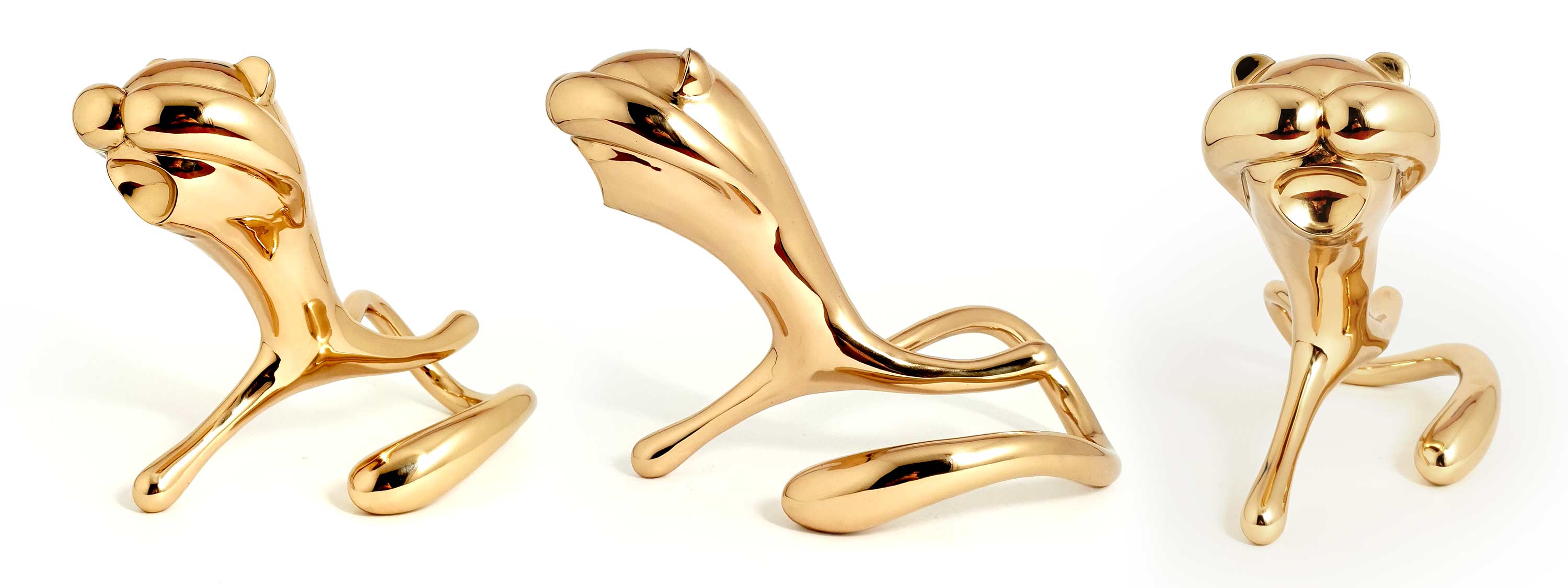 Running blind – cheetah, sculpture, Mirror Polished bronze sculpture, by artist Ferdi B Dick, banner