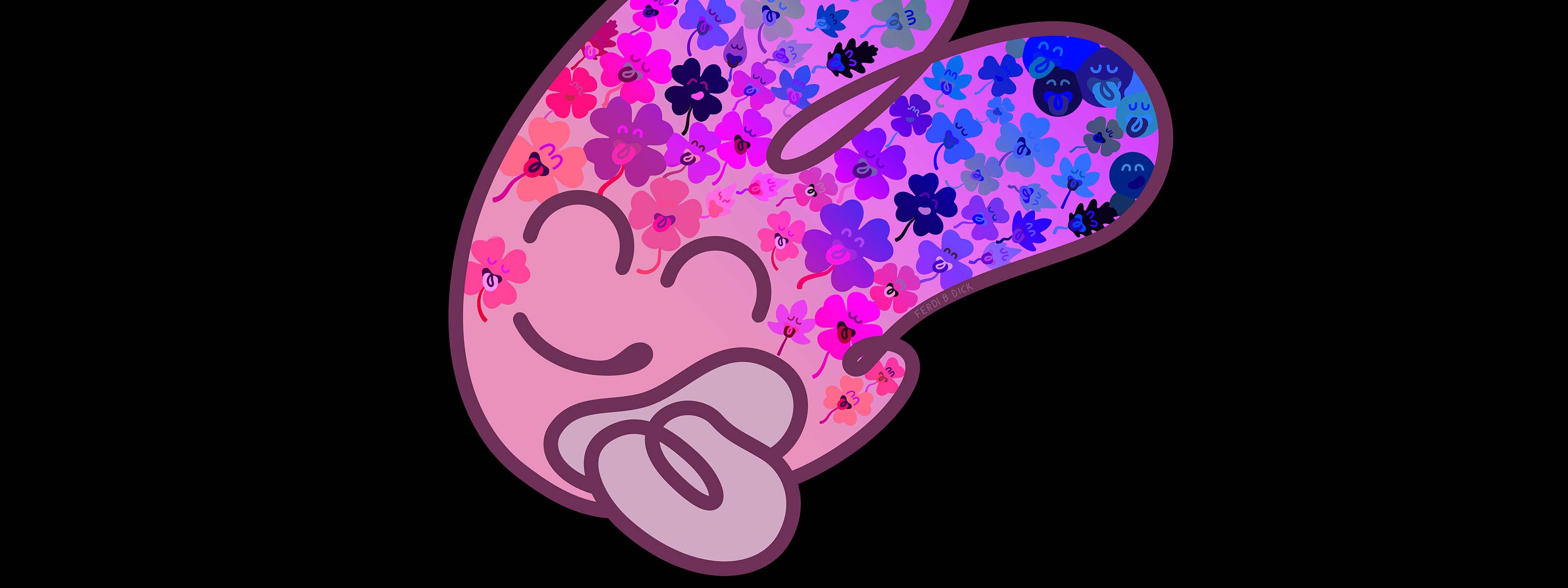 Wall art banner of Bunnie Clover Brain Roar, by Ferdi B Dick