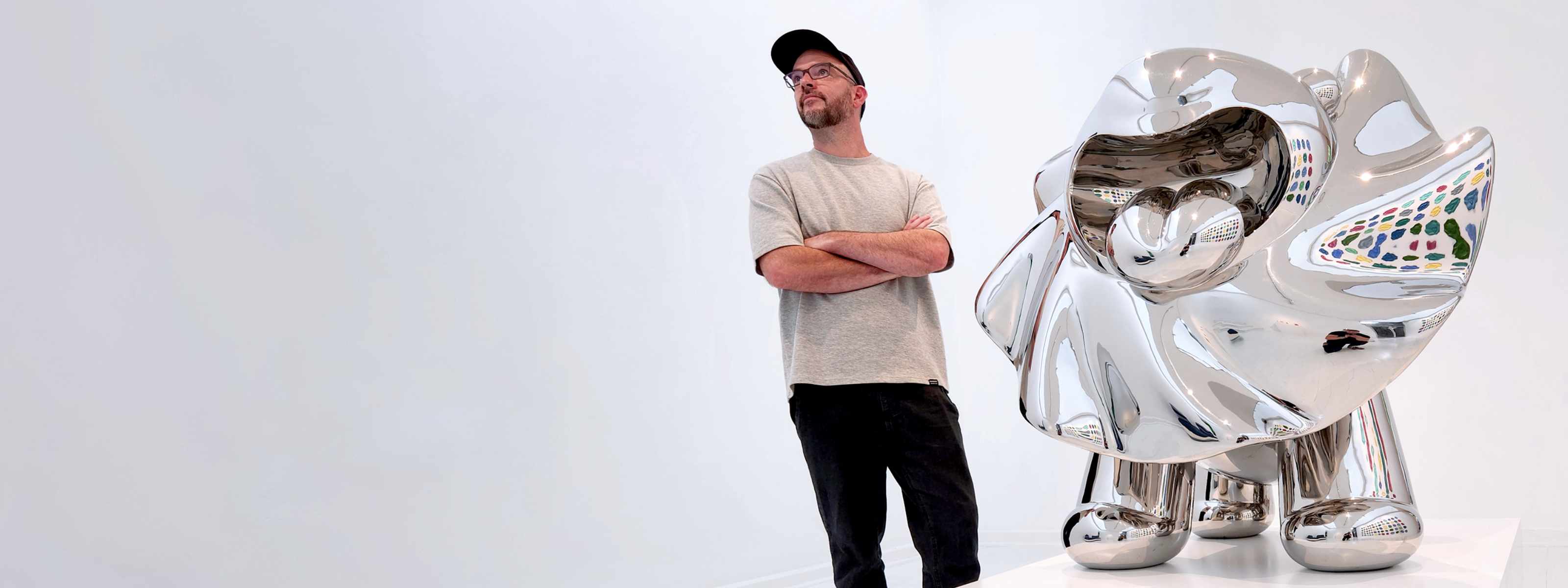 Lion's Breath Sculpture and Artist Ferdi B Dick, Mirror Polished Stainless Steel Sculpture, by artist Ferdi B Dick,