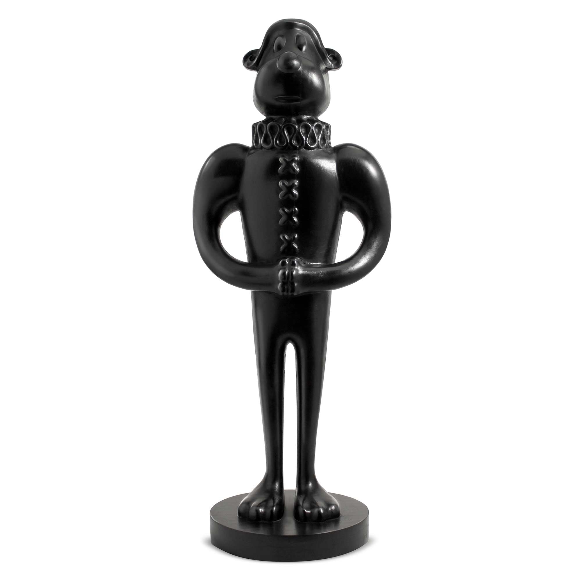 William, dog wood sculpture with black polished, by artist Ferdi B Dick, front view