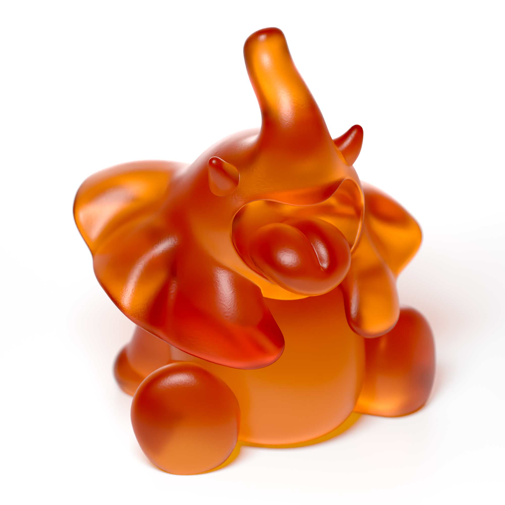 Ellie Roar, 18 cm height an elephant colour amber, Limited edition, designed by Ferdi B Dick, top view