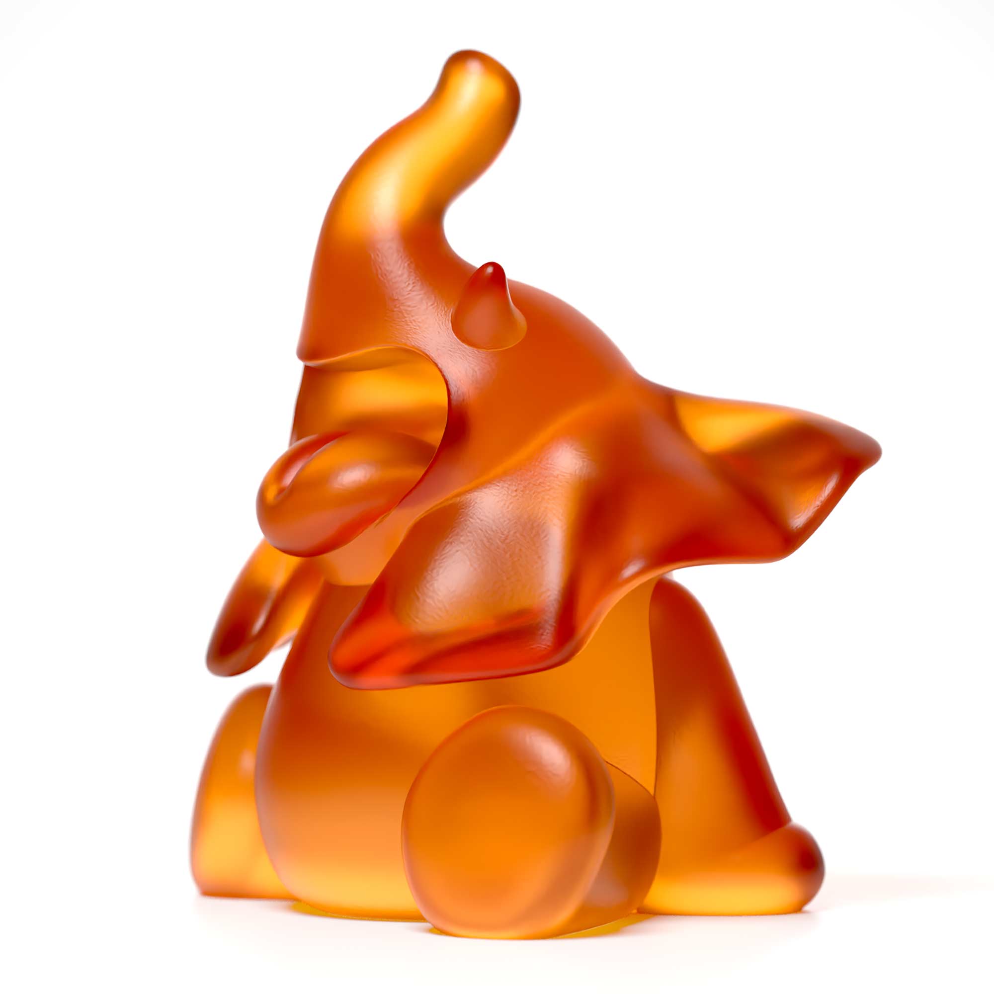 Ellie Roar, 18 cm height an elephant colour amber, Limited edition, designed by Ferdi B Dick, side view
