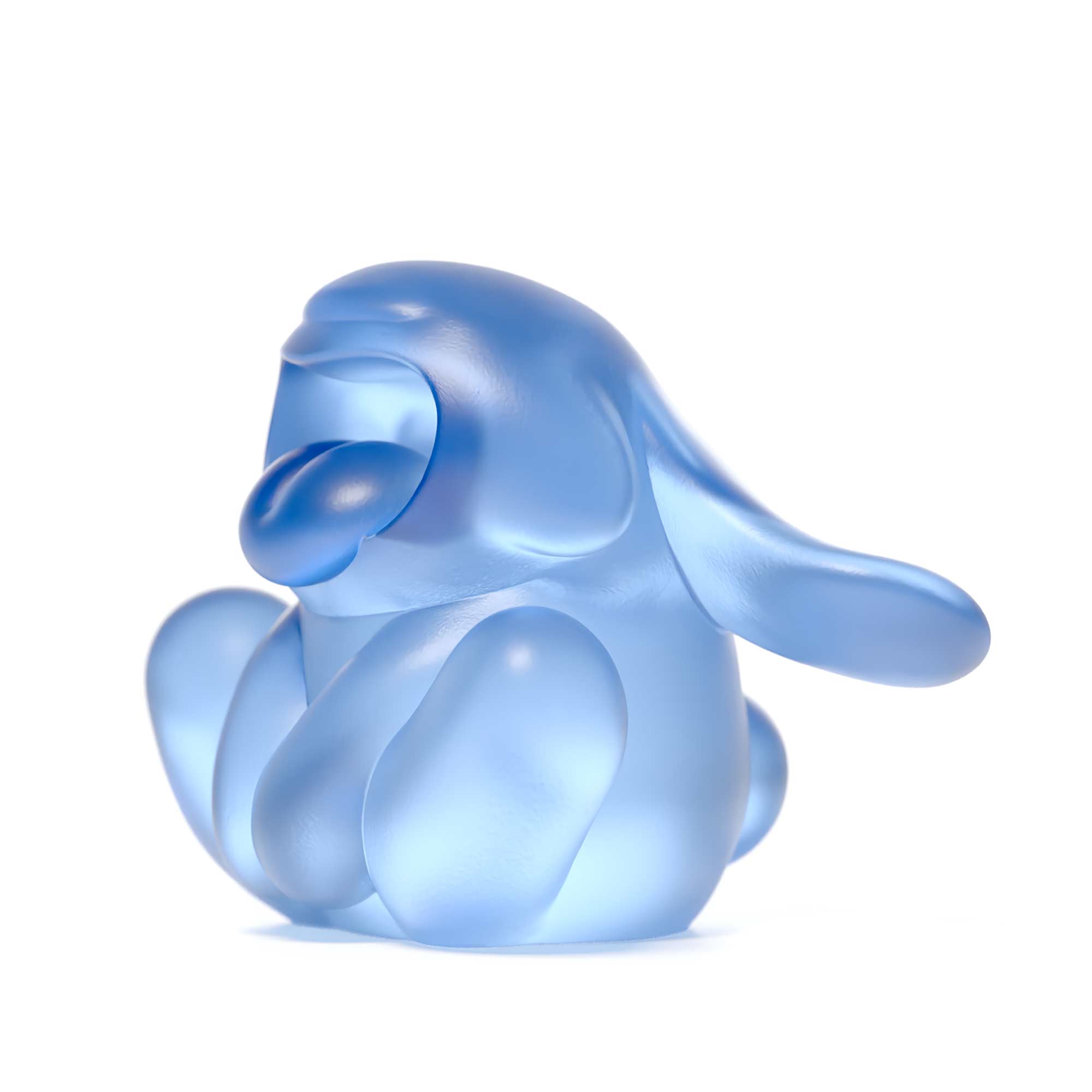 "Bunnie Roar Crystal," a sculpture, blue color, is an artistic creation by Ferdi B Dick 01 