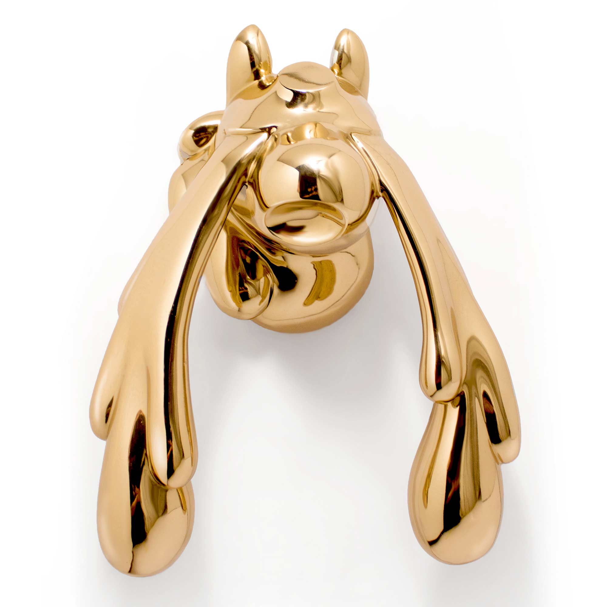 Unicorn Tears , crying unicorn horse character sculpture, Mirror Polished bronze sculpture, by artist Ferdi B Dick, front view