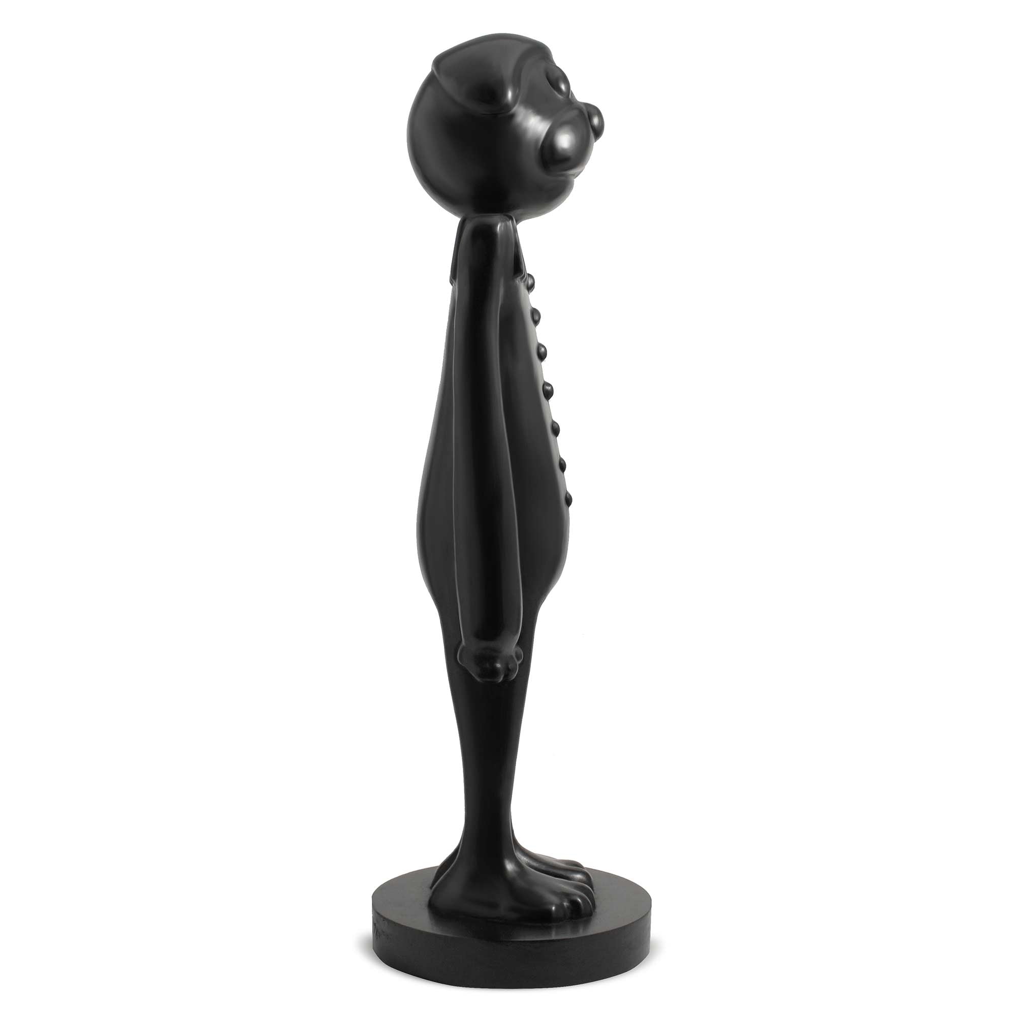 Bonaparte, dog wood sculpture with black polished, by artist Ferdi B Dick, side view