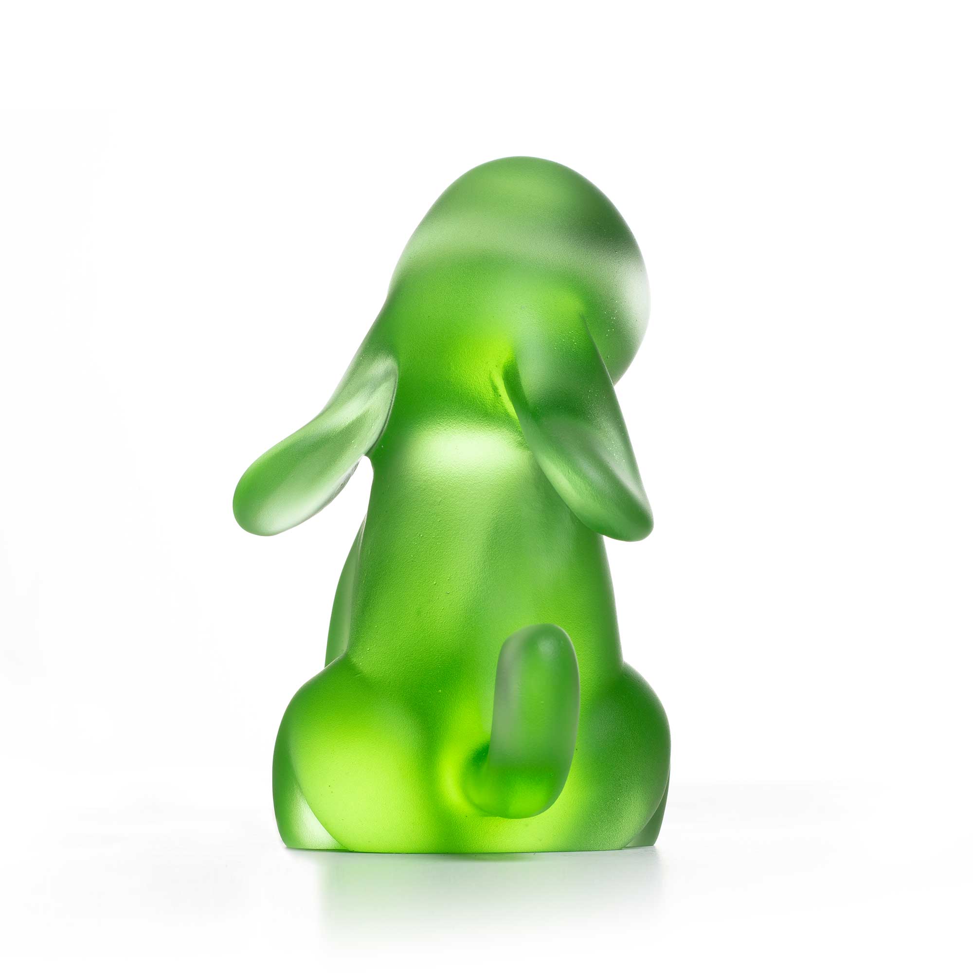Dog Roar, green crystal sculpture, limited edition by artist Ferdi B Dick, back view