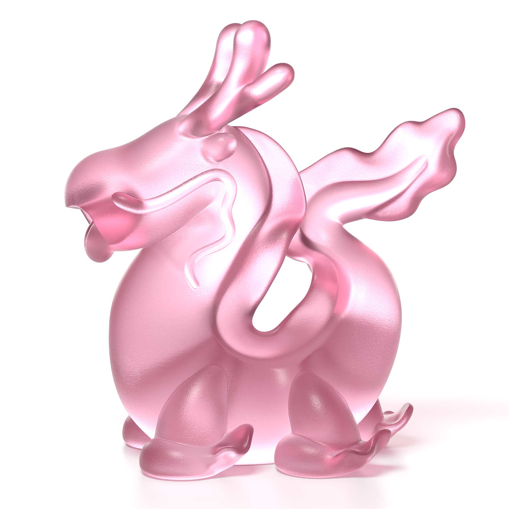 Dragon's Breath pink crystal sculpture the size is  16 cm height,  by Ferdi B Dick, Limited edition of 50 side view 3