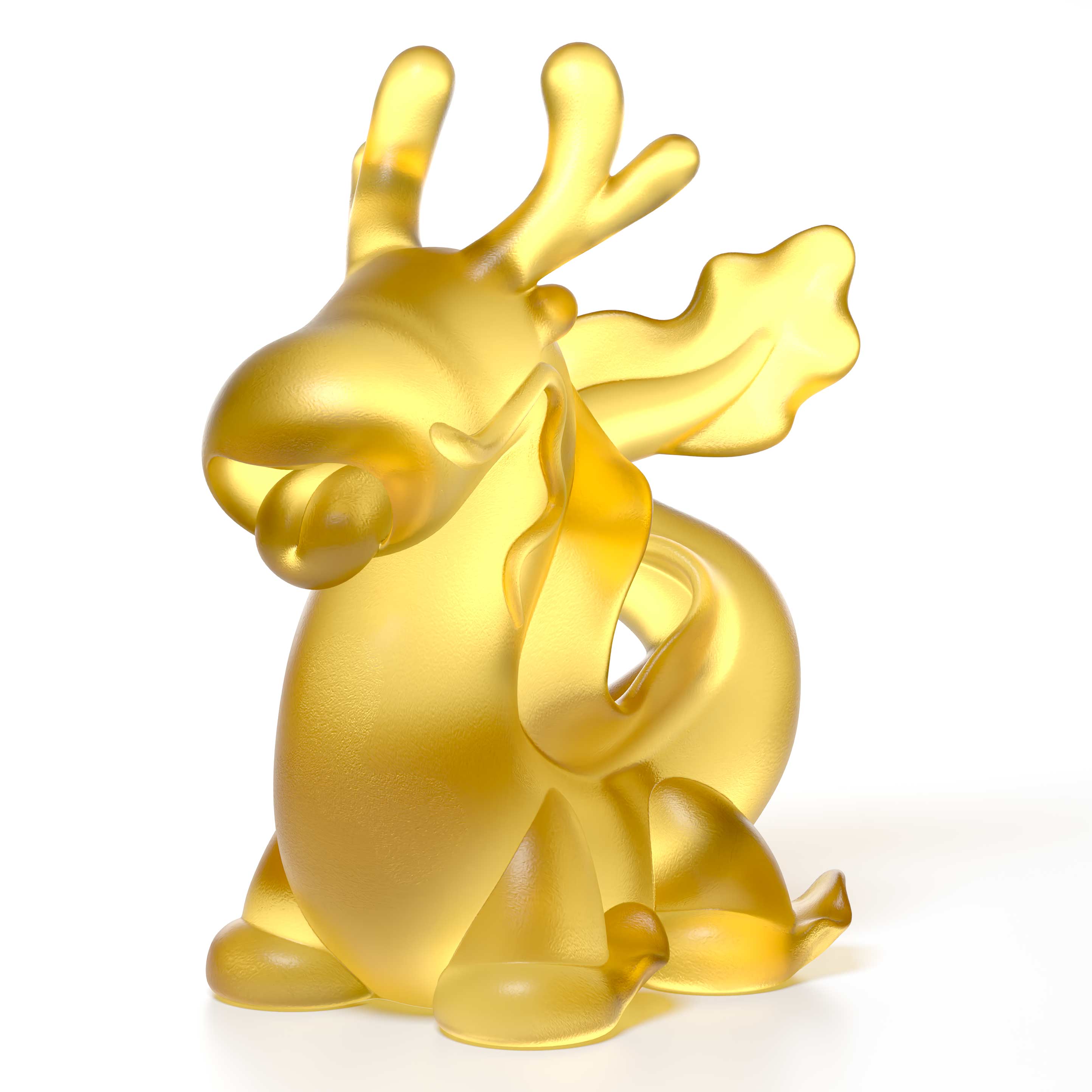 Dragon's Breath yellow crystal sculpture the size is  16 cm height, by Ferdi B Dick,  Limited edition of 50 45 degree view