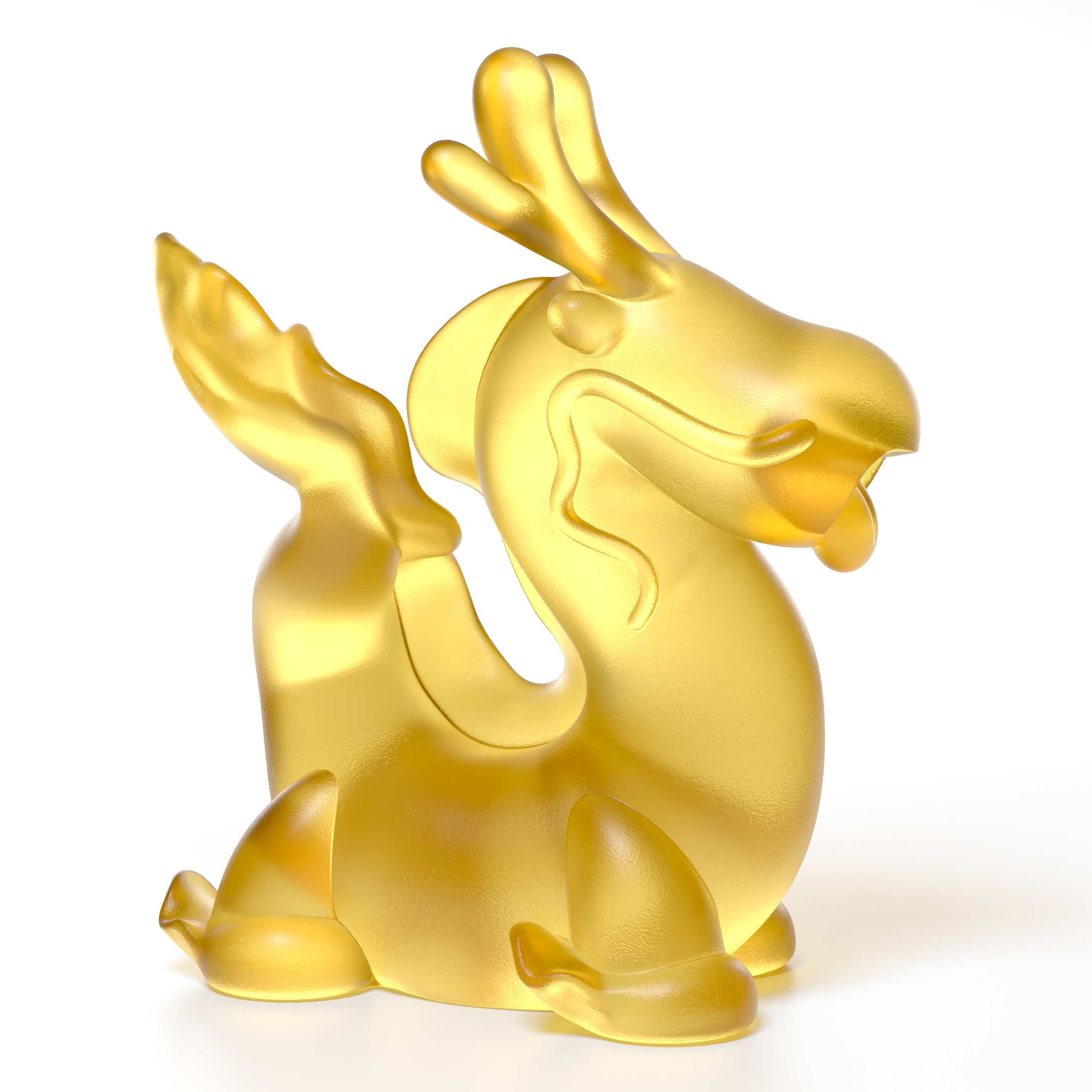 Dragon's Breath yellow crystal sculpture the size is  16 cm height,  by Ferdi B Dick, Limited edition of 50 side view 1
